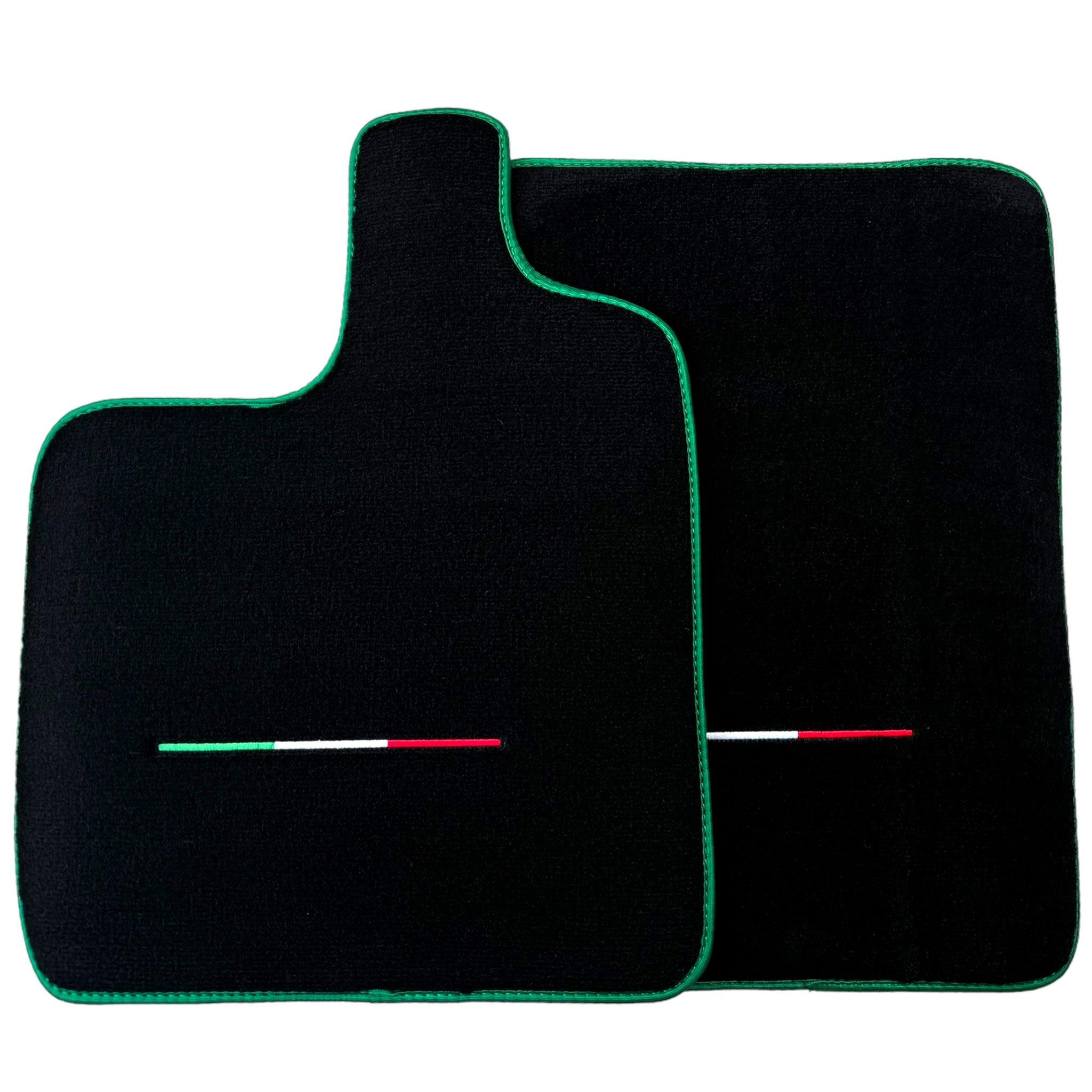 Black Floor Mats for Ferrari Purosangue with Green Trim | Italian Edition - Scuderia