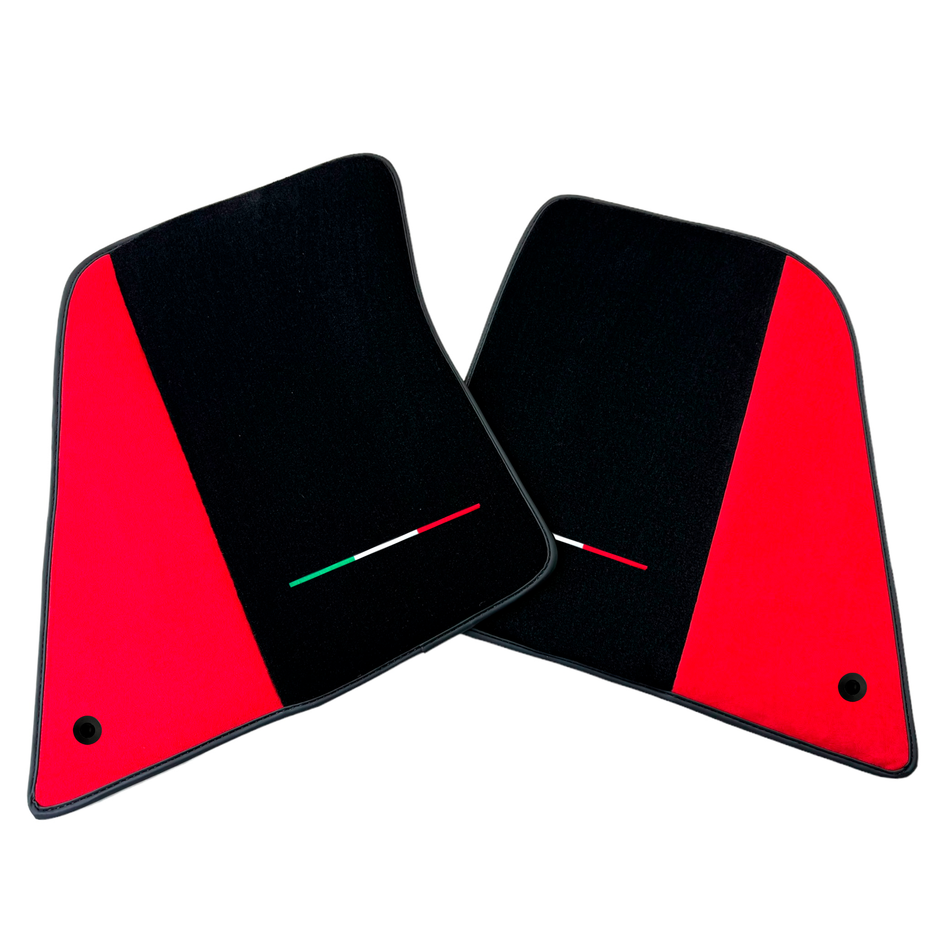 Black Car Mats for Ferrari SF90 Stradale (2019-2024) with Red Alcantara Leather