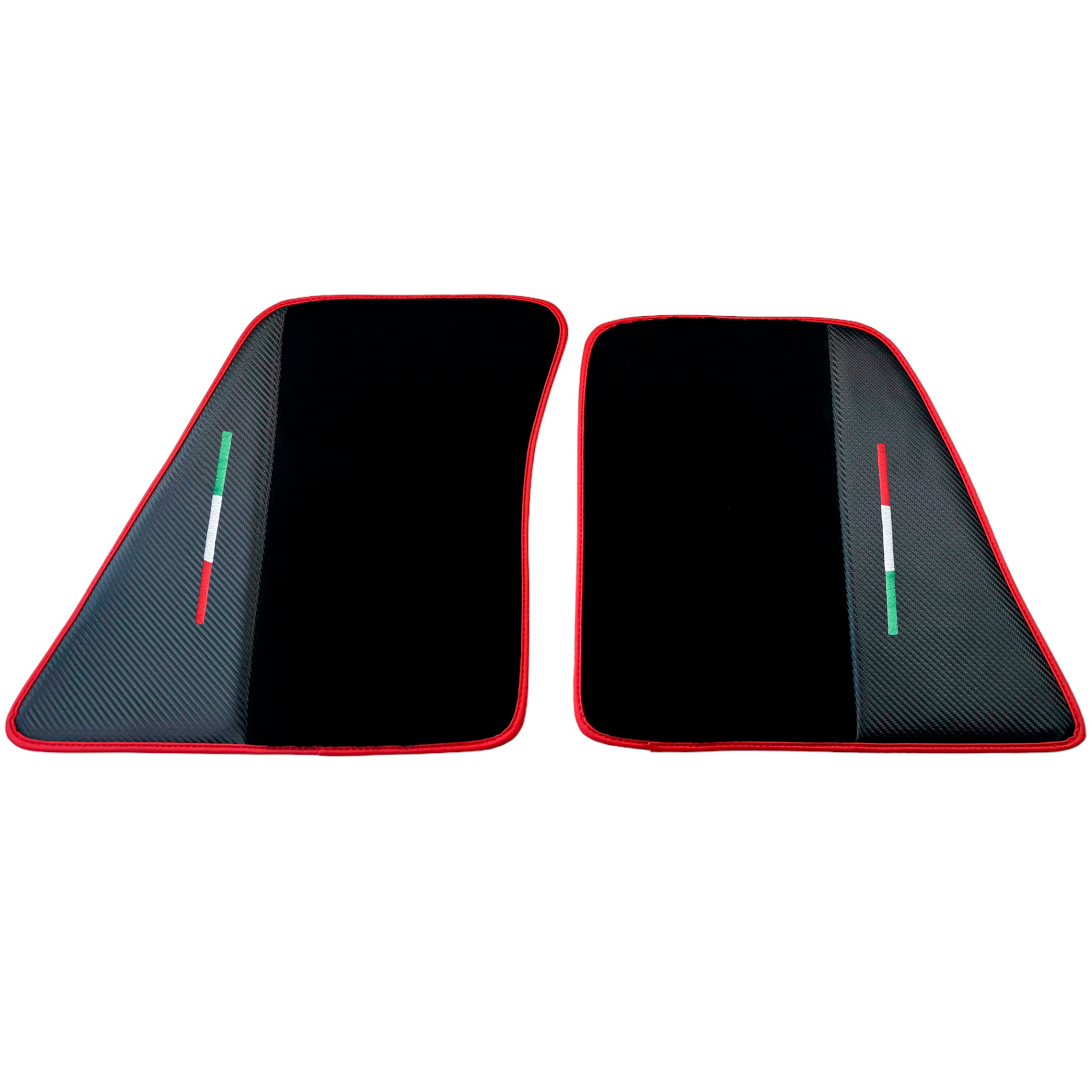 Black Car Mats for Ferrari 296 GTB (2022-2024) with Carbon Fiber | Red Trim