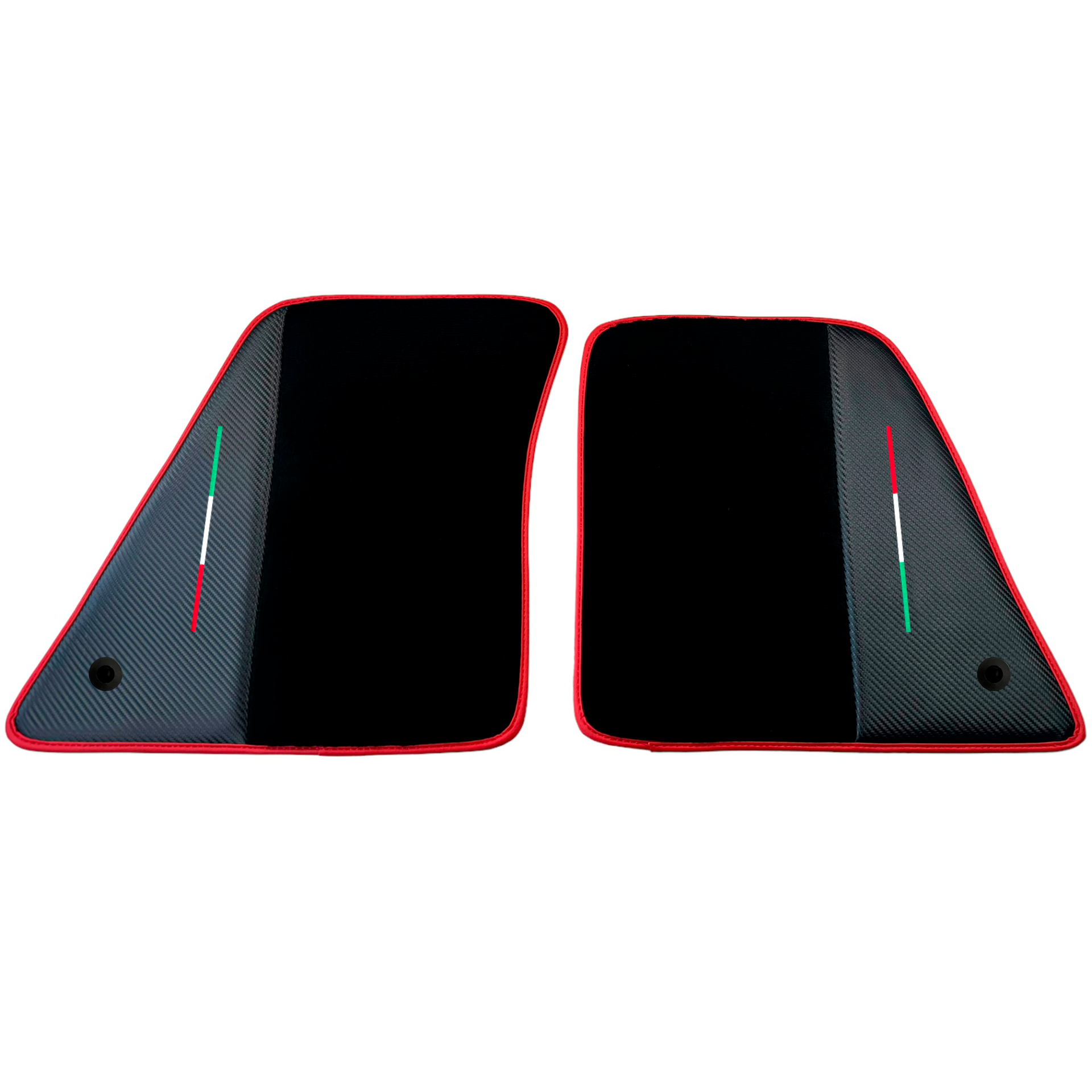 Black Car Mats for Ferrari SF90 Stradale (2019-2024) with Carbon Fiber | Red Trim