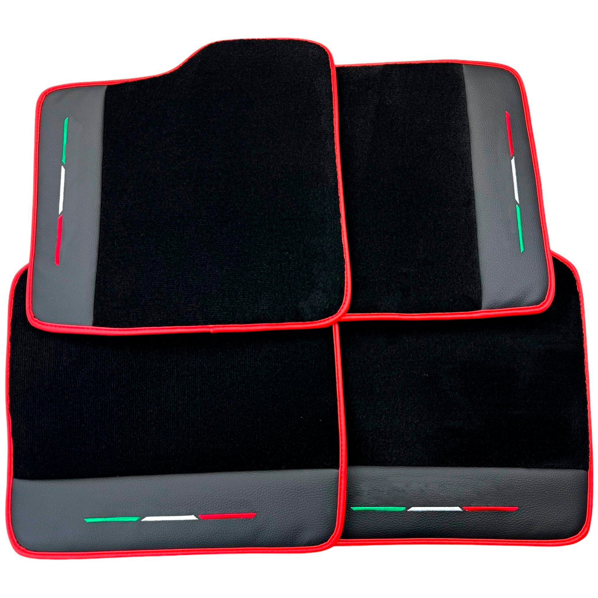 Black Car Mats for Ferrari Purosangue with Leather and Red Trim | Italian Edition