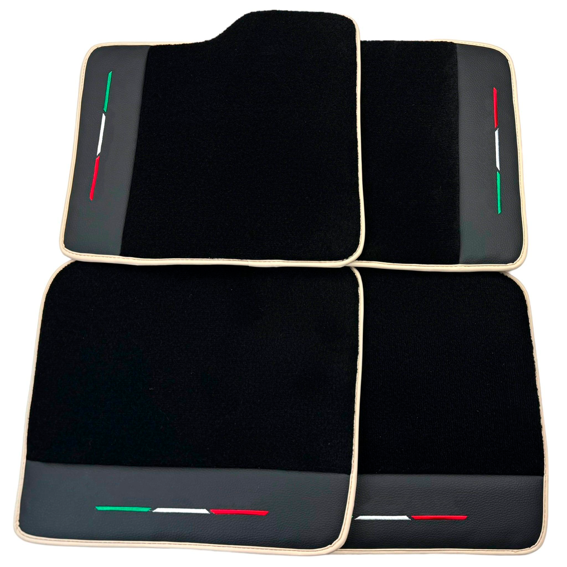 Black Car Mats for Ferrari Purosangue with Leather and Beige Trim | Italian Edition