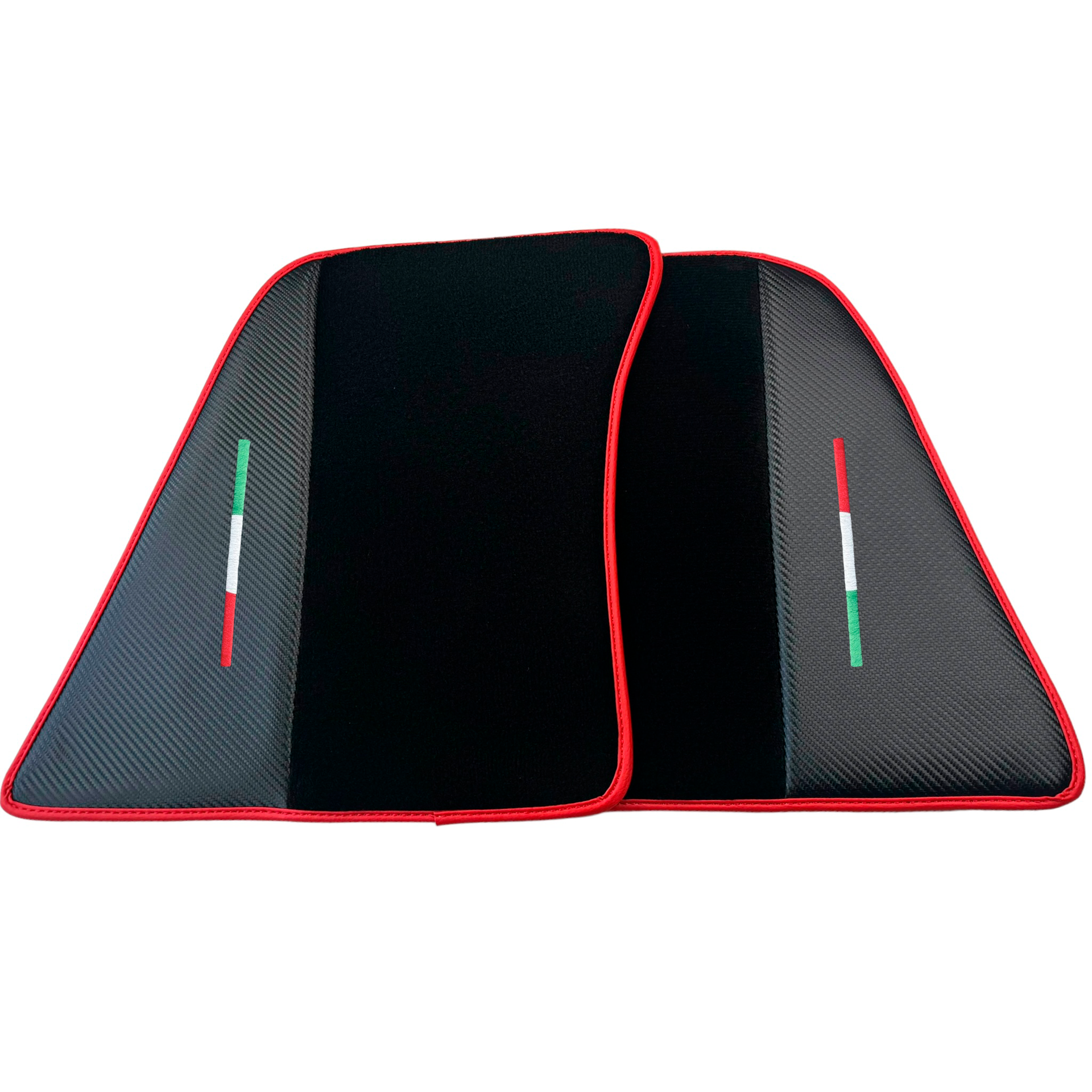 Black Car Mats for Ferrari 296 GTS (2022-2024) with Carbon Fiber | Red Trim