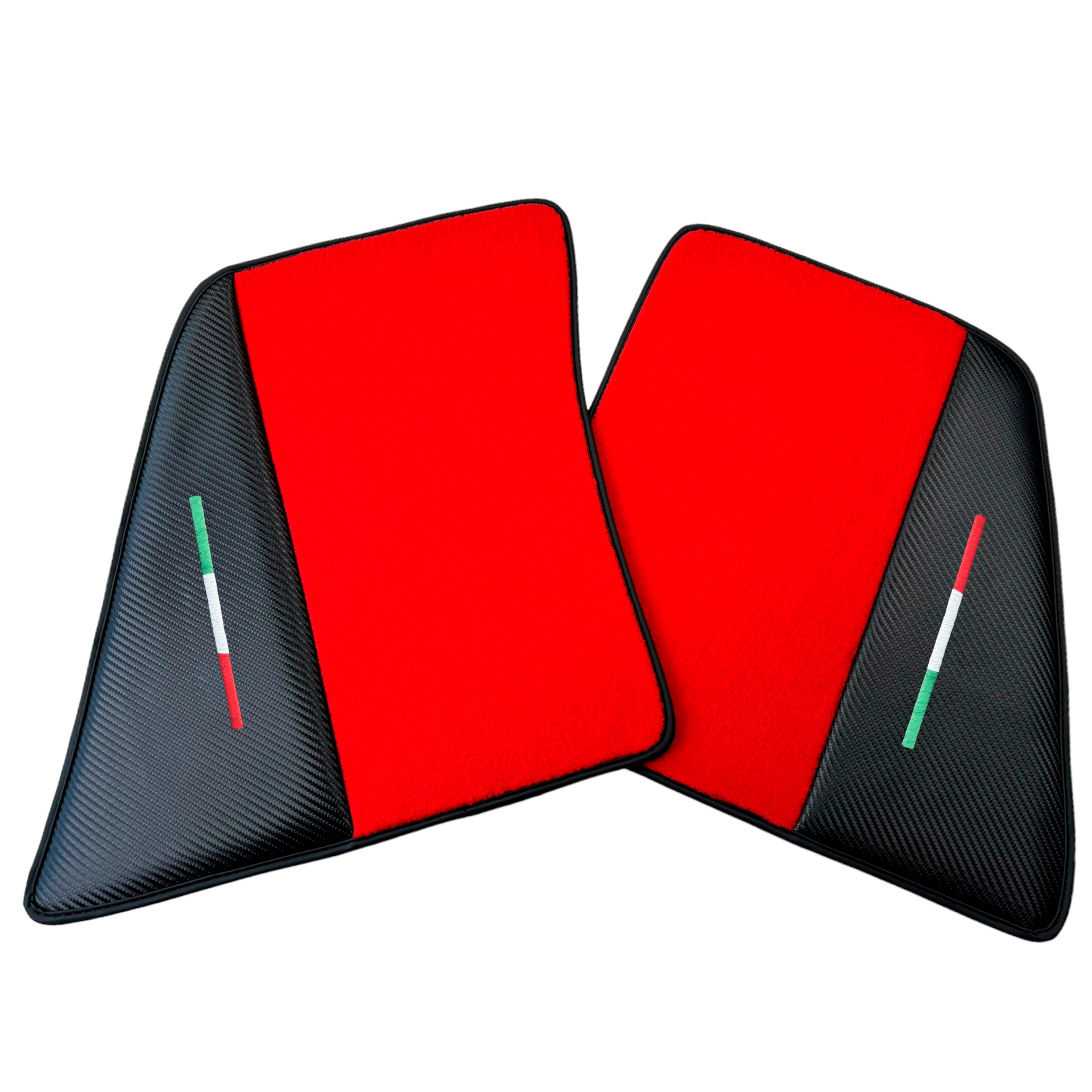 Red Car Mats for Ferrari 296 GTS (2022-2024) with Carbon Fiber