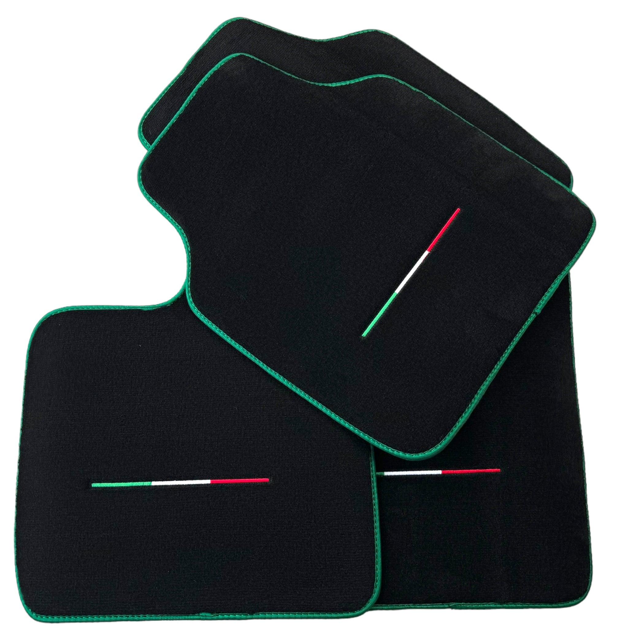 Black Floor Mats for Ferrari Purosangue with Green Trim | Italian Edition - Scuderia