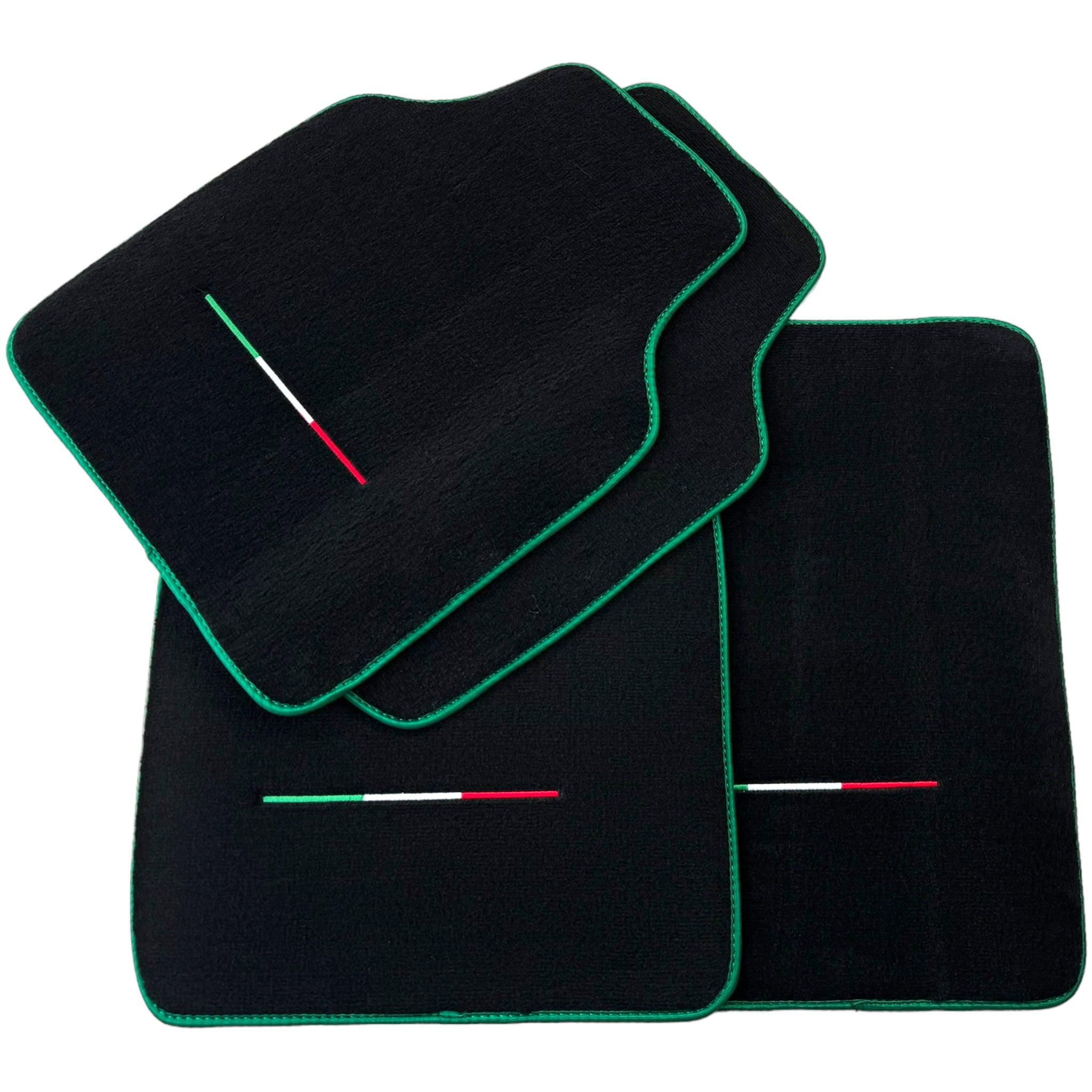 Black Floor Mats for Ferrari Purosangue with Green Trim | Italian Edition - Scuderia