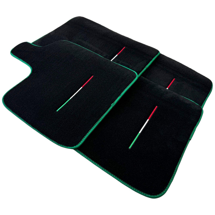 Black Floor Mats for Ferrari Purosangue with Green Trim | Italian Edition - Scuderia