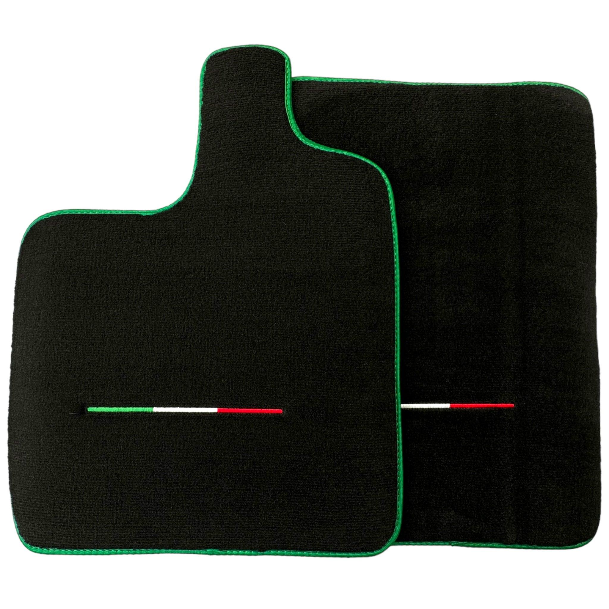 Black Floor Mats for Ferrari Purosangue with Green Trim | Italian Edition - Scuderia