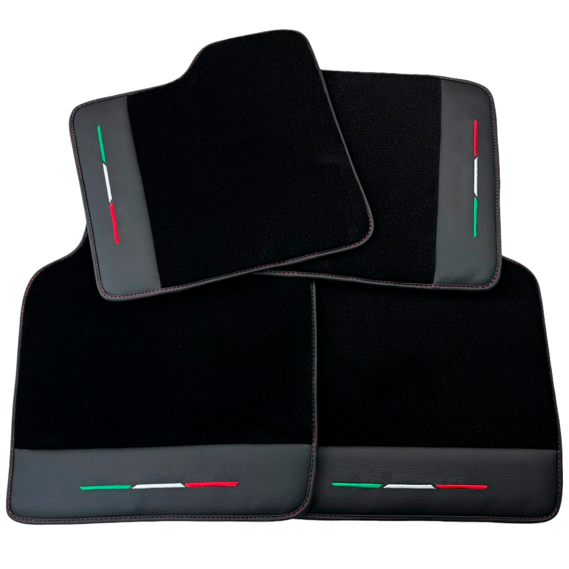 Black Car Mats for Ferrari Purosangue with Leather and Black Trim | Italian Edition