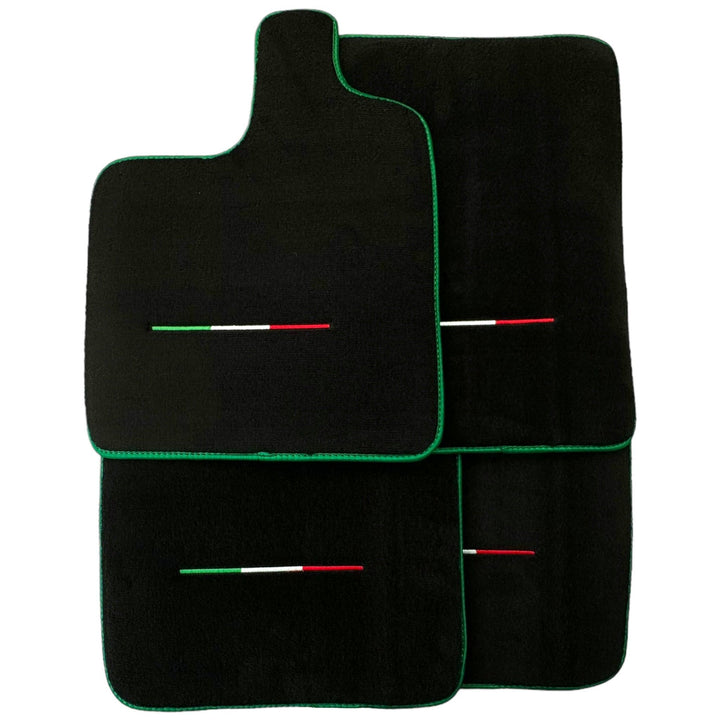 Black Floor Mats for Ferrari Purosangue with Green Trim | Italian Edition - Scuderia