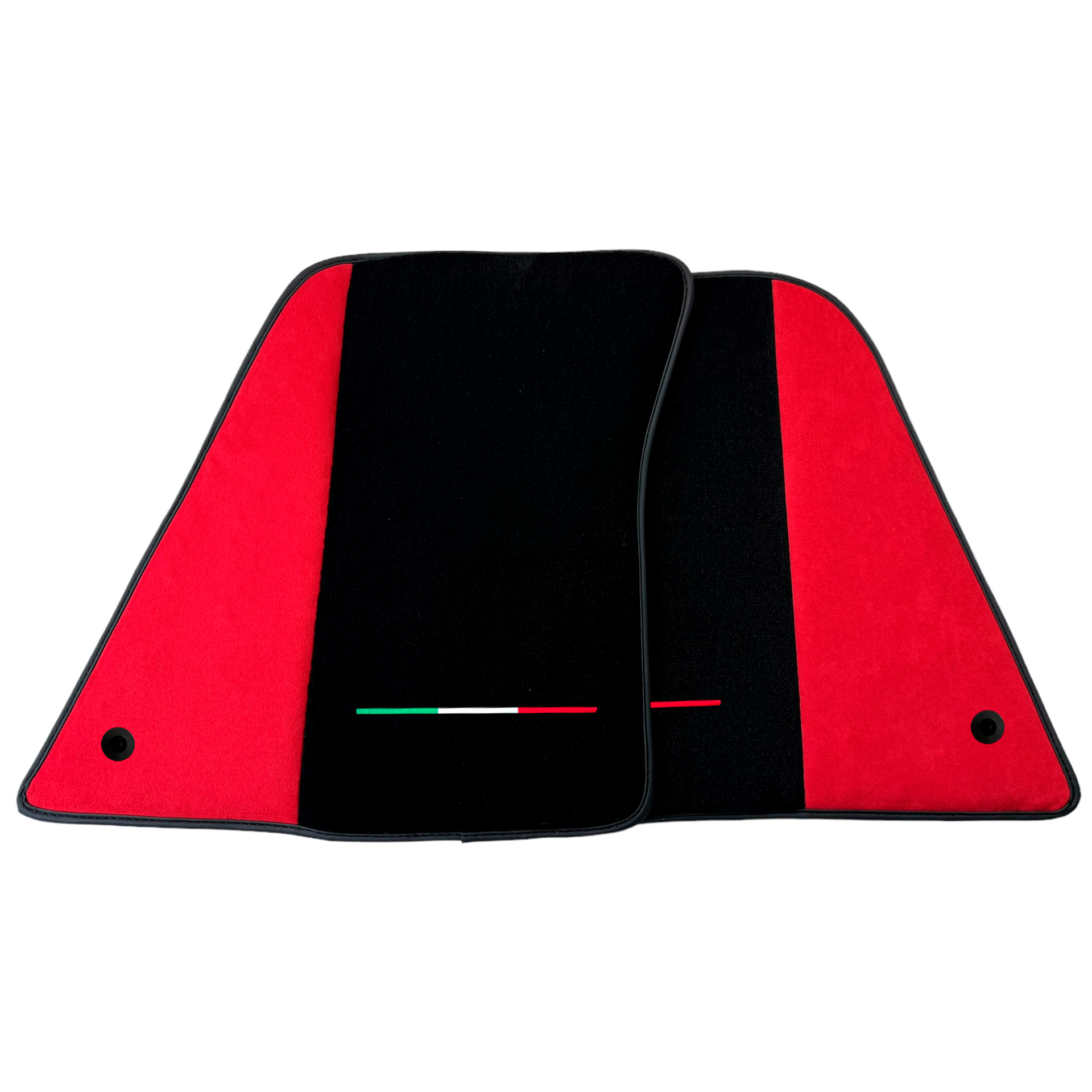 Black Car Mats for Ferrari SF90 Stradale (2019-2024) with Red Alcantara Leather