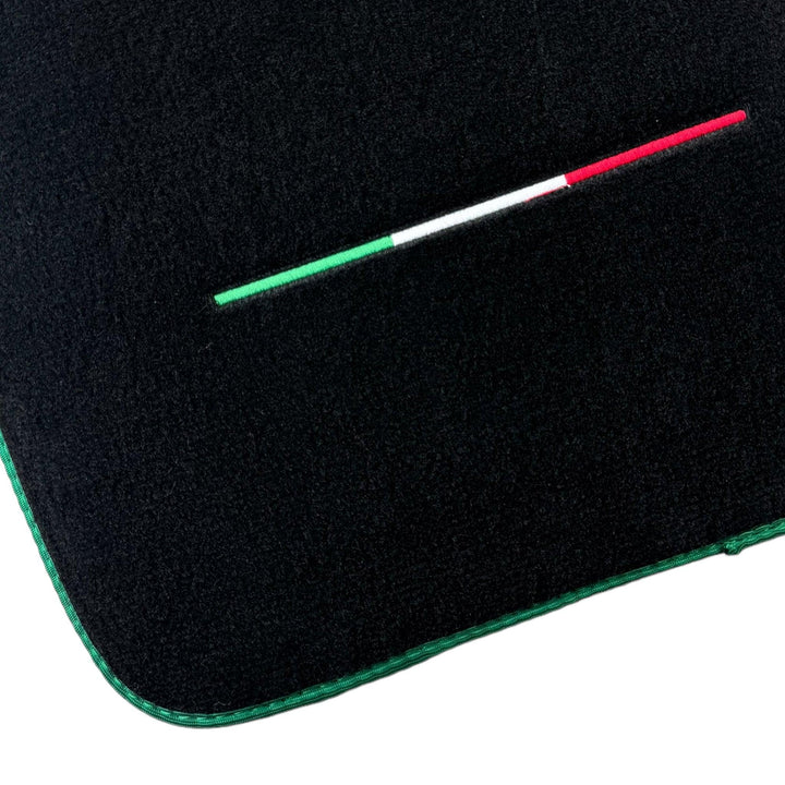 Black Floor Mats for Ferrari Purosangue with Green Trim | Italian Edition - Scuderia