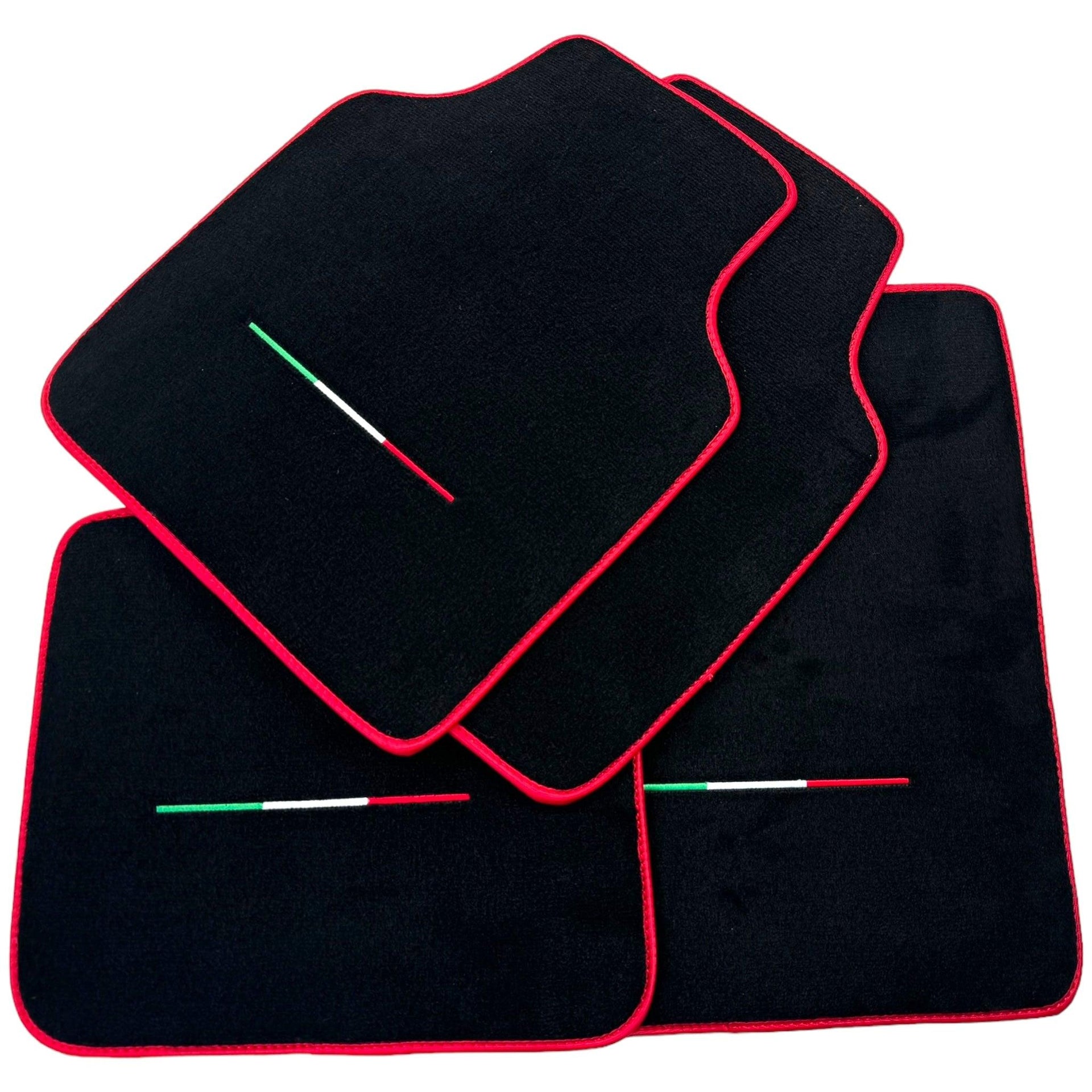 Black Floor Mats for Ferrari Purosangue Long with Red Trim | Italian Edition - Scuderia