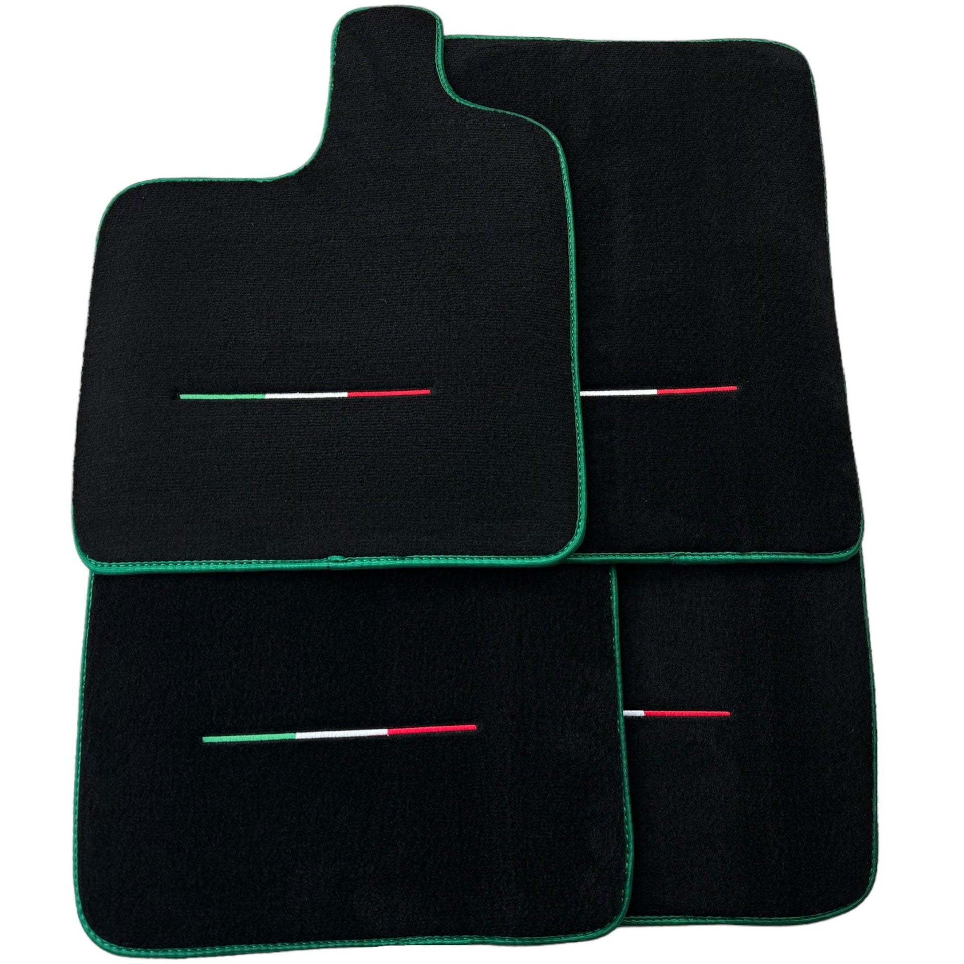 Black Floor Mats for Ferrari Purosangue with Green Trim | Italian Edition - Scuderia