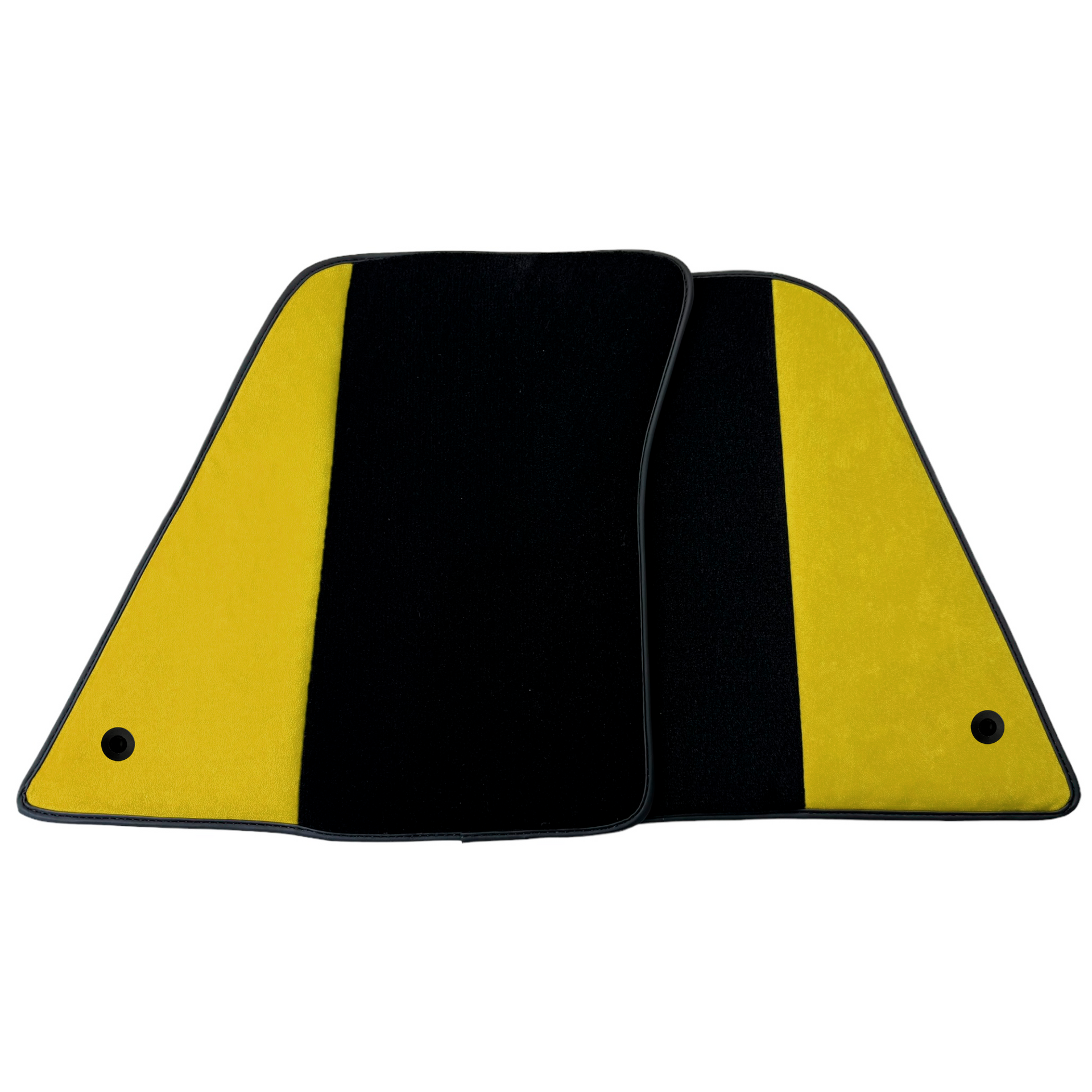 Black Car Mats for Ferrari SF90 Stradale (2019-2024) with Yellow Alcantara Leather