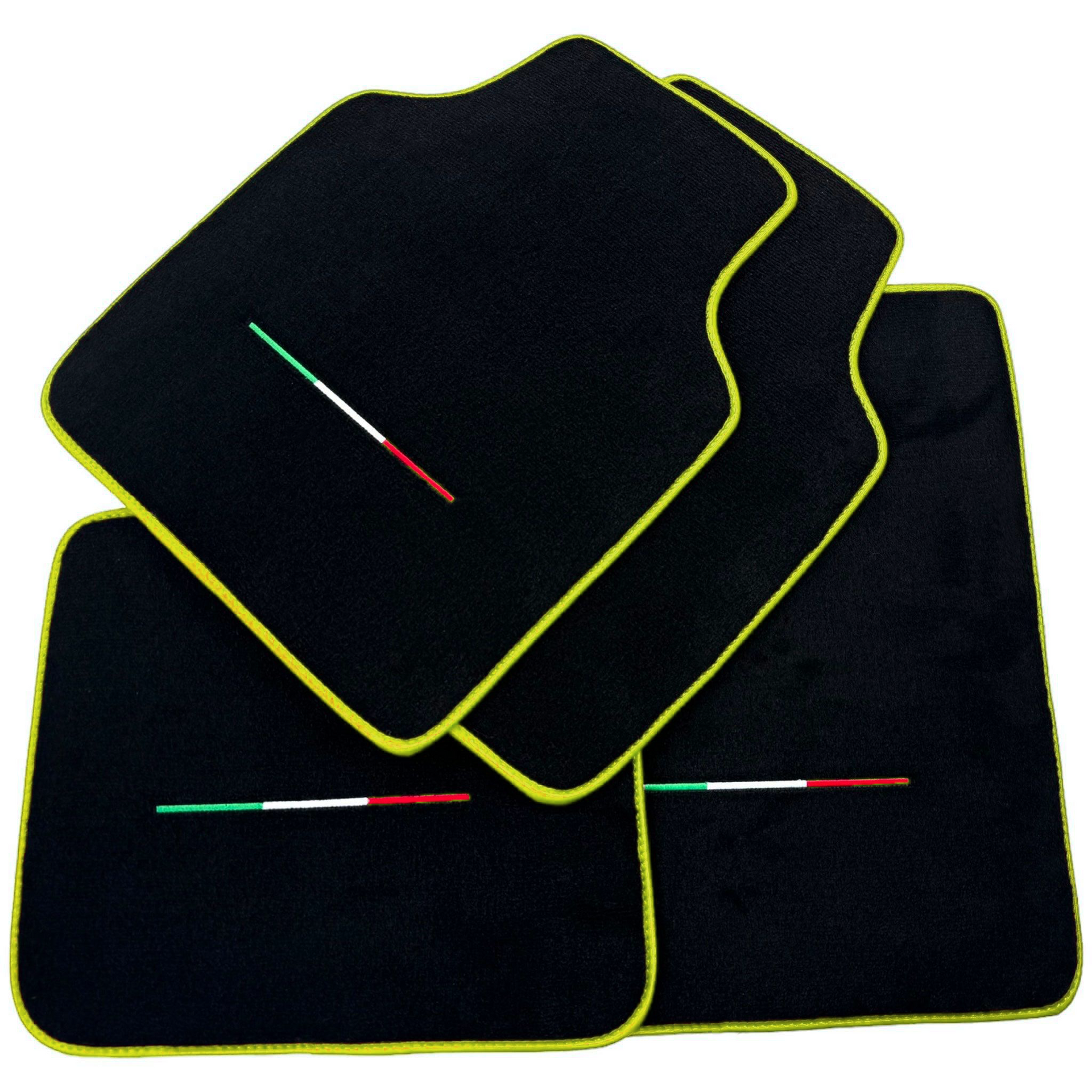 Black Car Mats for Ferrari Purosangue with Yellow Toxic Trim