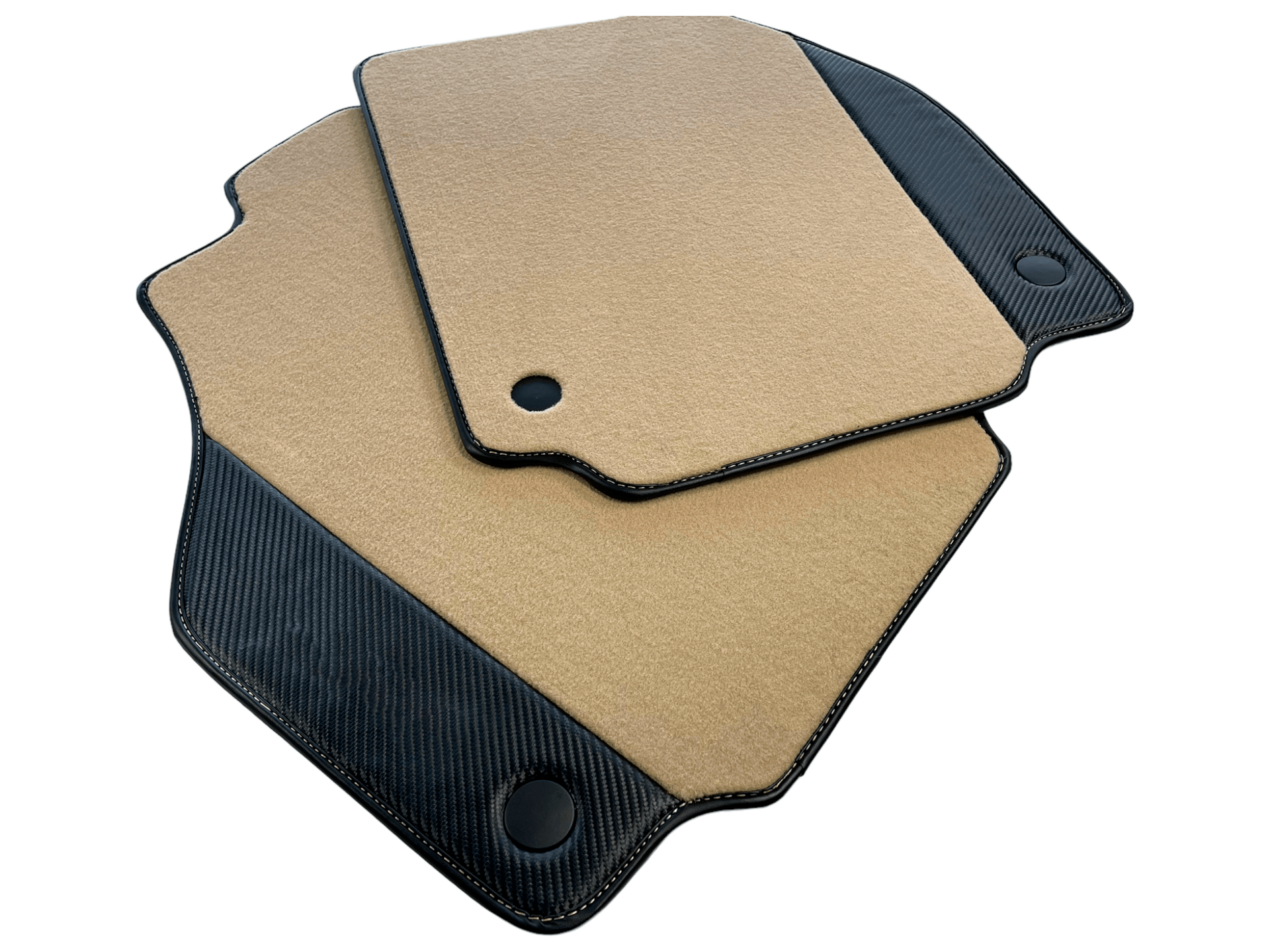 Beige Car Mats For Ferrari 488 Pista Spider 2019-2021 With Carbon Fiber Leather