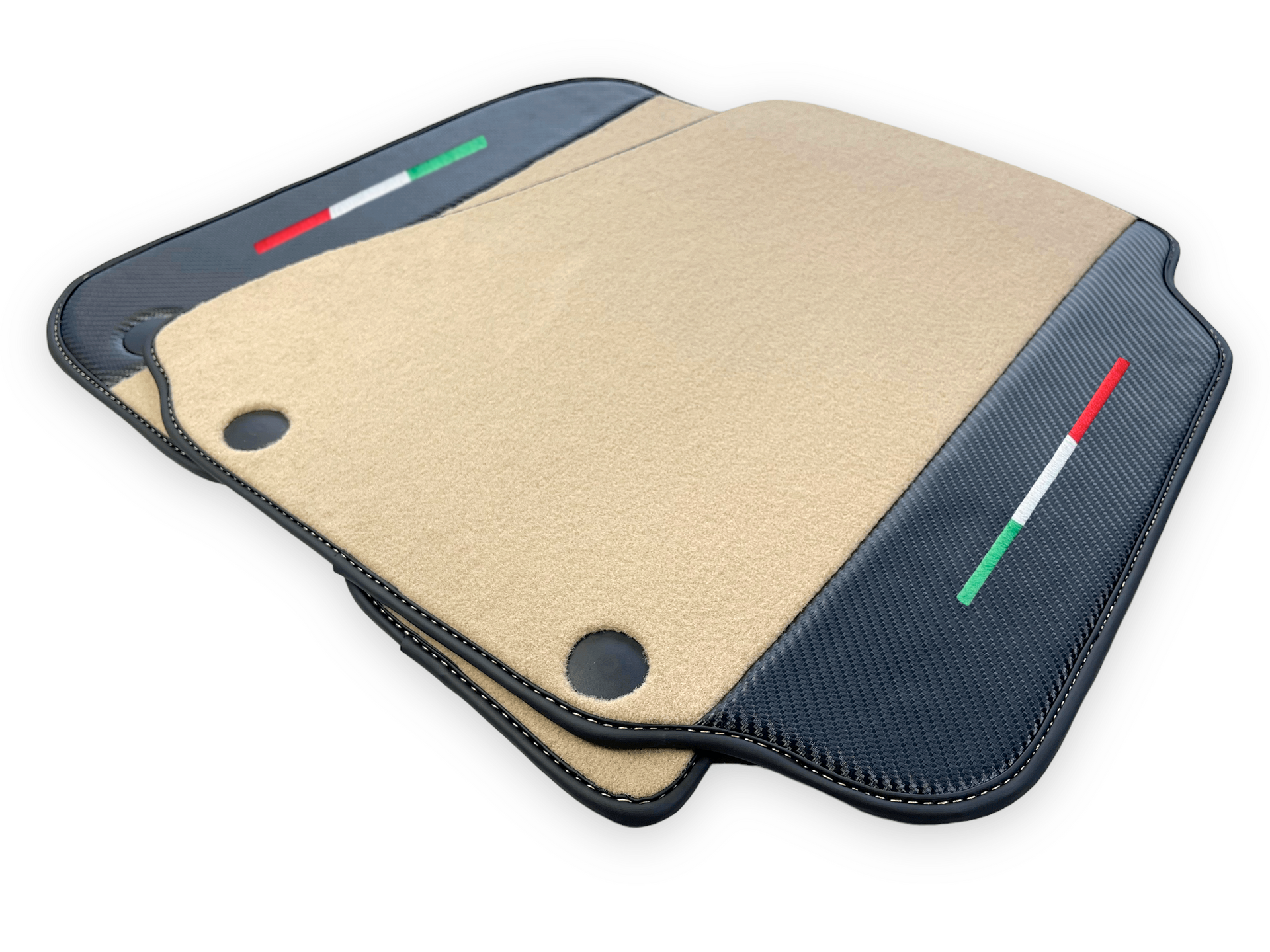 Beige Car Mats For Ferrari 812 Superfast With Carbon Fiber Leather