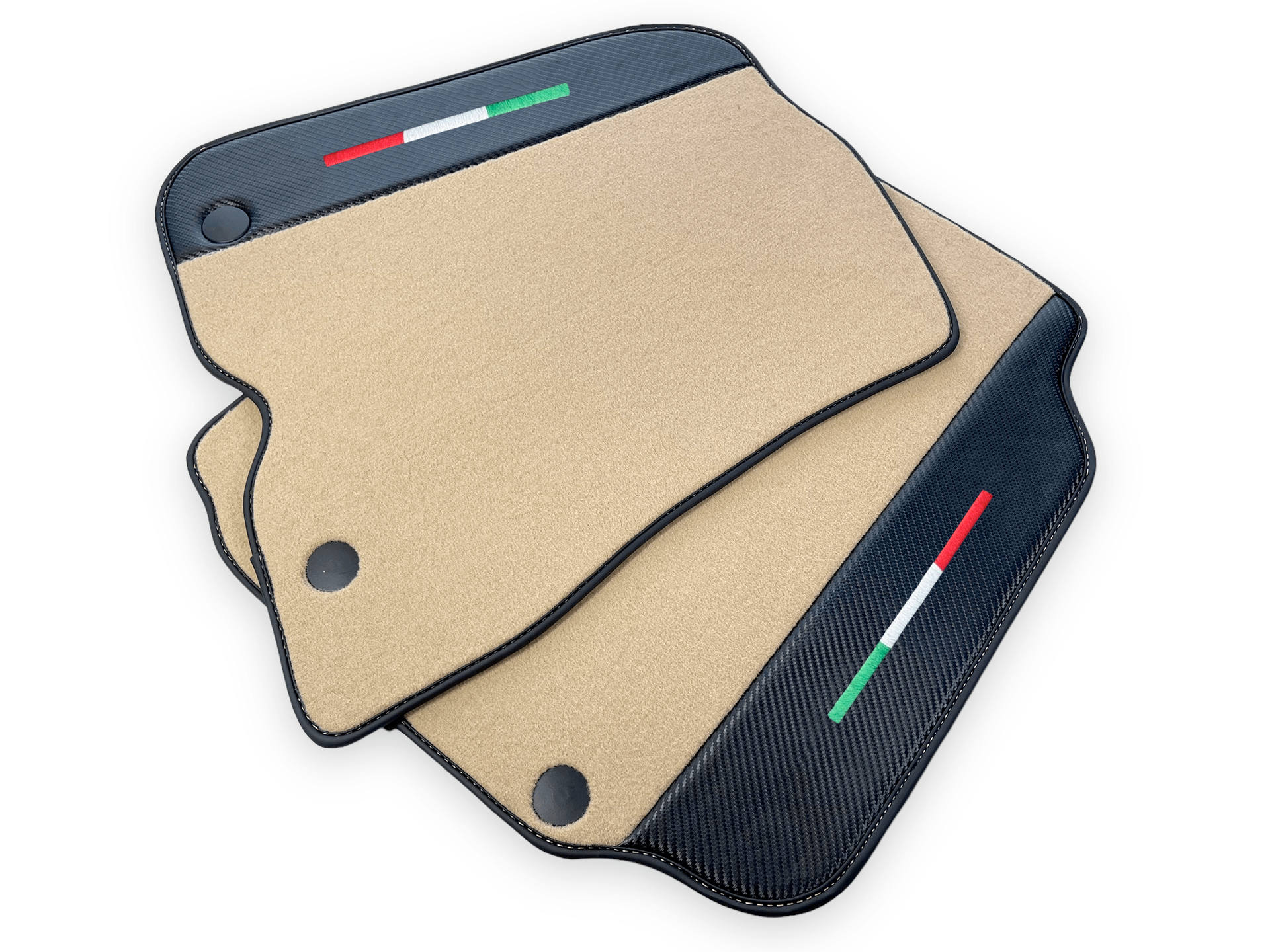 Beige Car Mats For Ferrari 812 Superfast With Carbon Fiber Leather