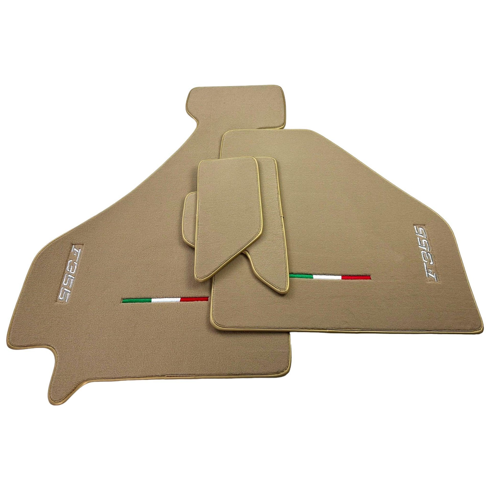 Beige Floor Mats For Ferrari F355 1994-1999 Golden Trim - Scuderia