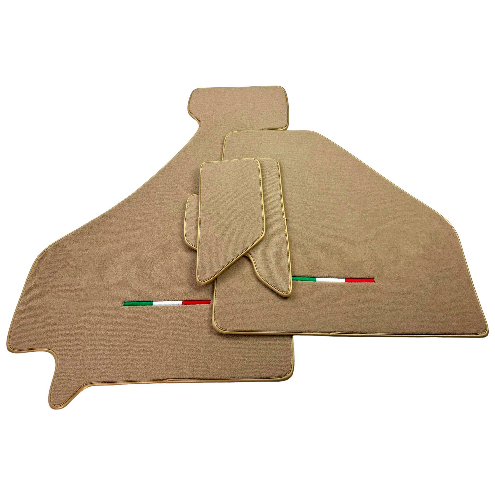 Beige Car Mats For Ferrari F355 1994-1999 | Golden Color Trim