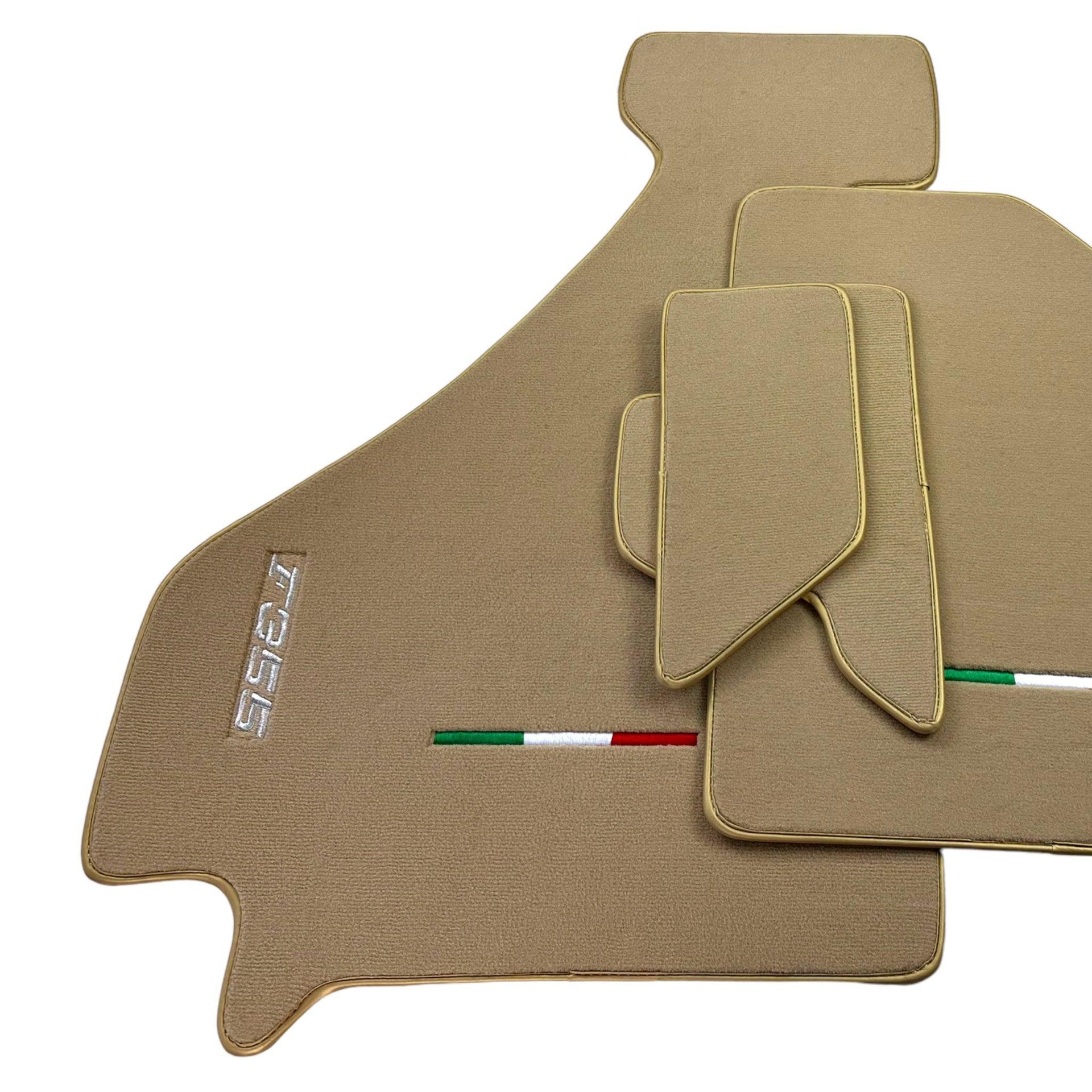 Beige Floor Mats For Ferrari F355 1994-1999 Golden Trim - Scuderia
