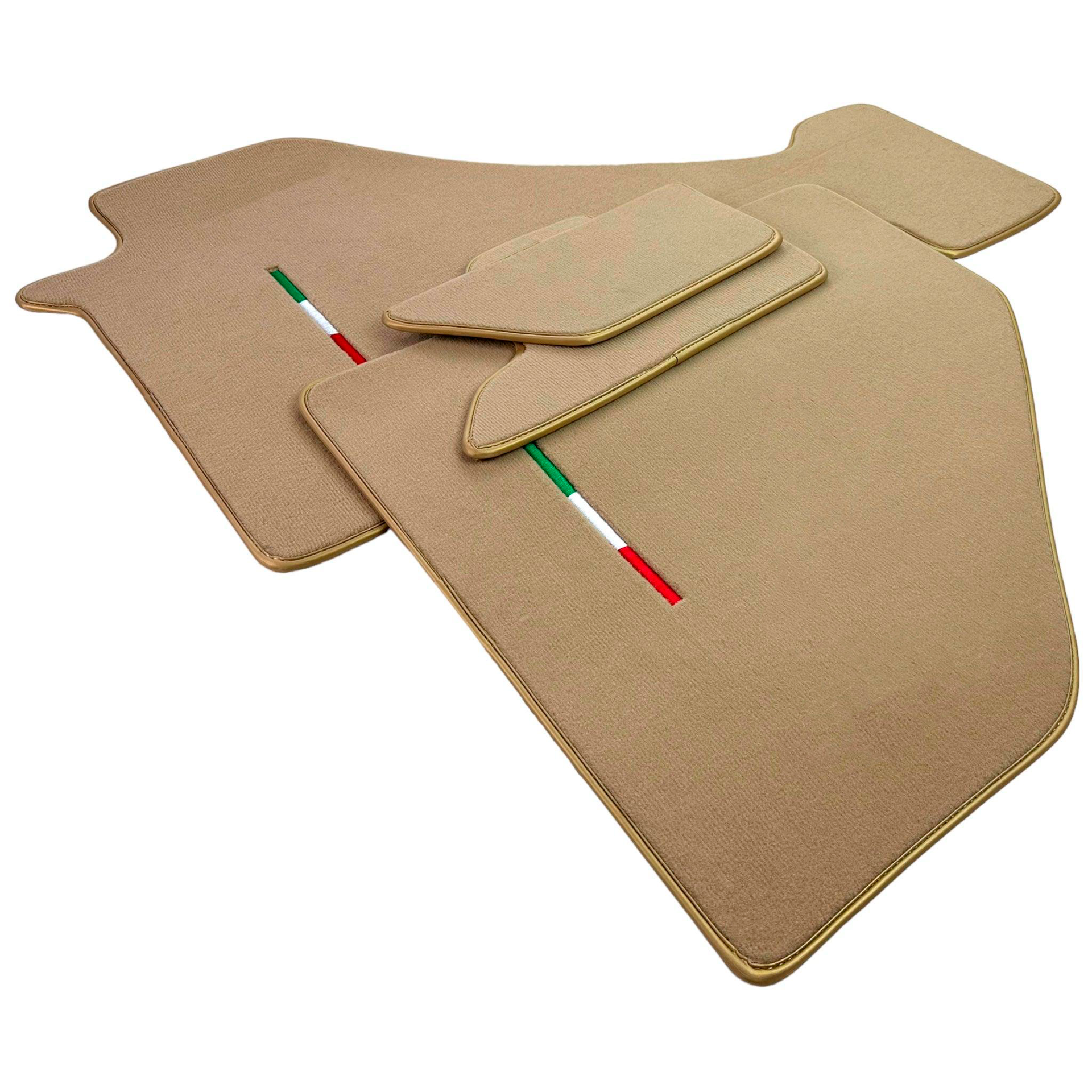 Beige Car Mats For Ferrari F355 1994-1999 | Golden Color Trim
