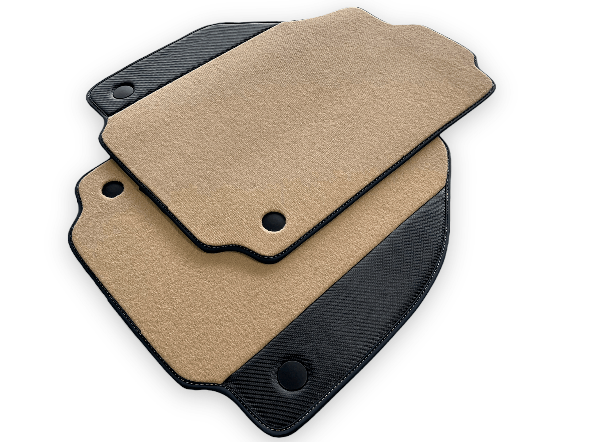 Beige Car Mats For Ferrari F8 Spider 2019-2022 With Carbon Fiber Leather