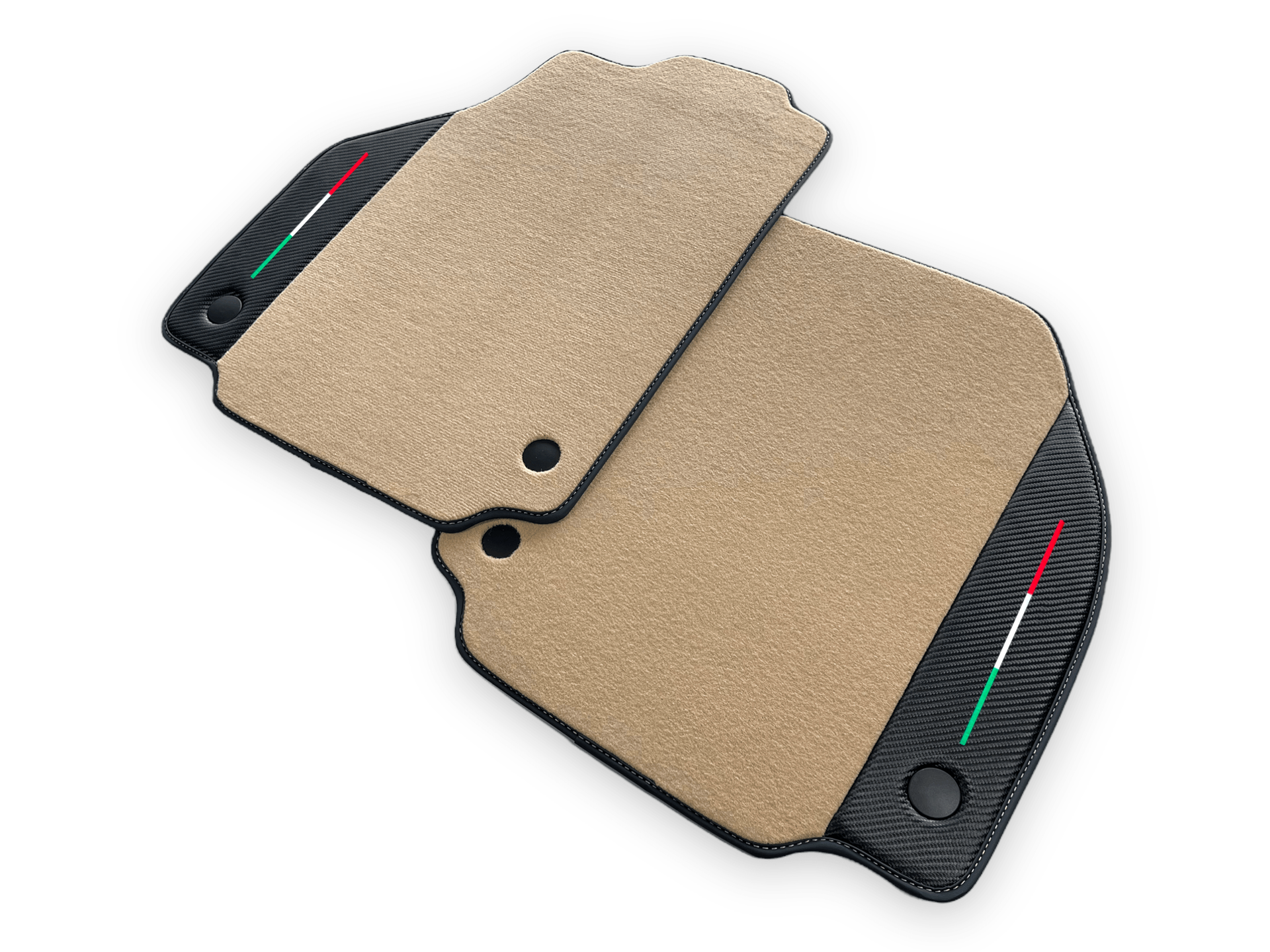 Beige Car Mats For Ferrari F8 Spider 2019-2022 With Carbon Fiber Leather