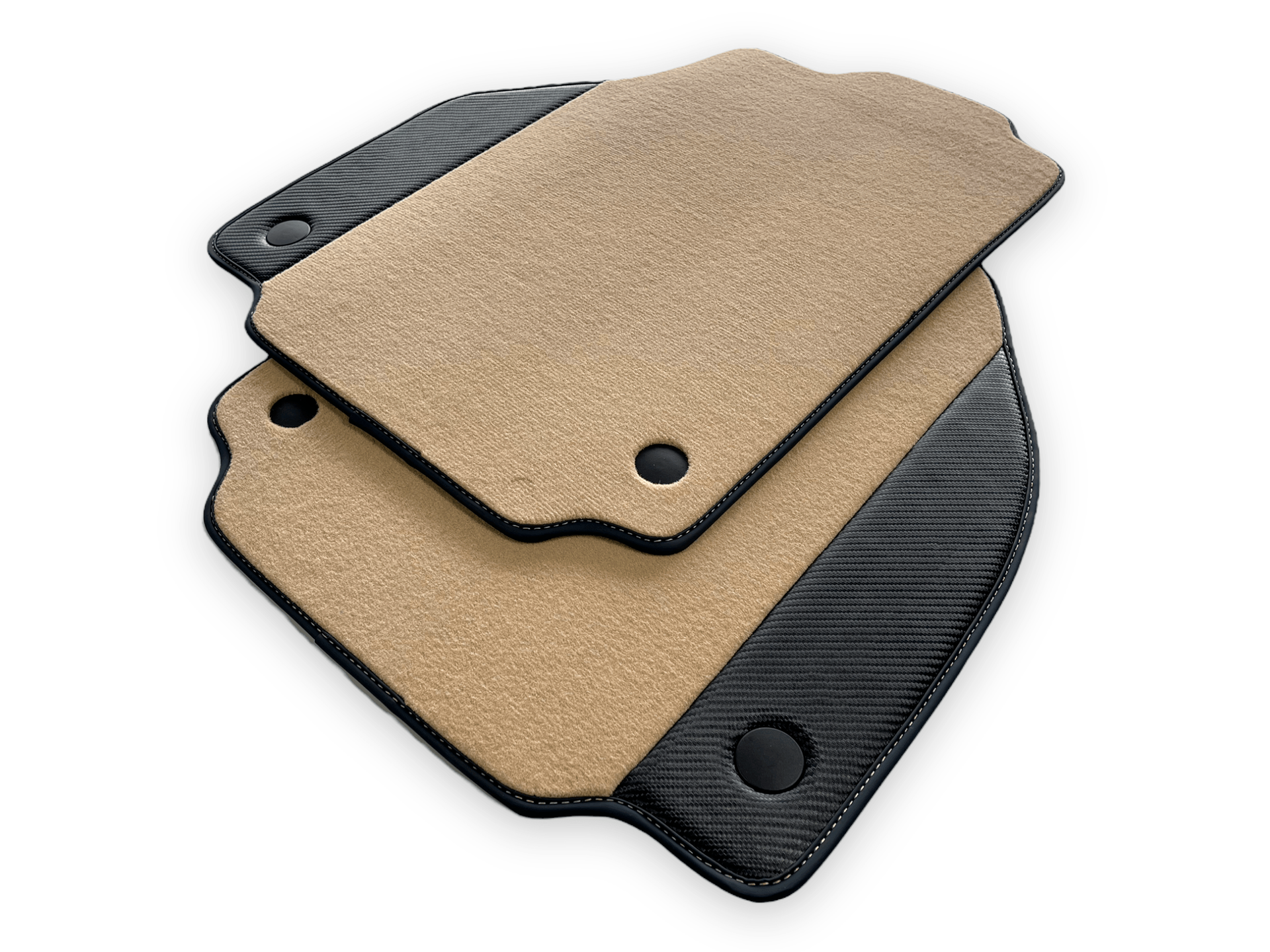 Beige Car Mats For Ferrari F8 Spider 2019-2022 With Carbon Fiber Leather