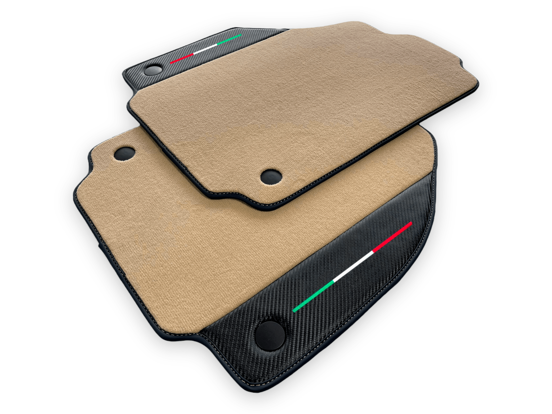 Beige Car Mats For Ferrari F8 Tributo 2019-2022 With Carbon Leather