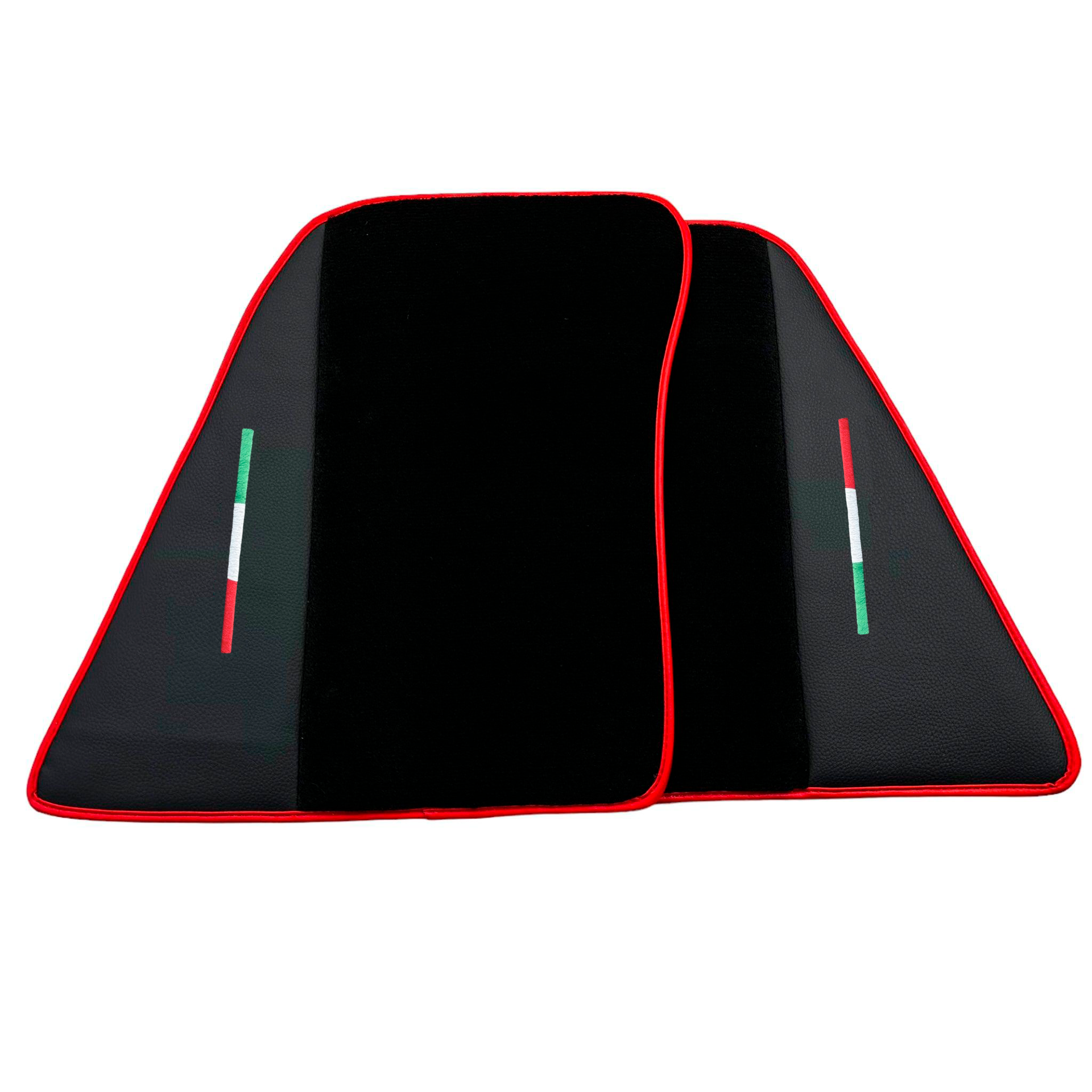 Black Car Mats for Ferrari 296 GTB (2022-2024) with Leather and Red Trim