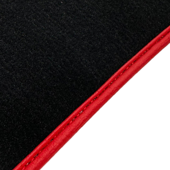 Black Floor Mats for Ferrari 296 GTB (2022-2024) with Leather and Red Trim