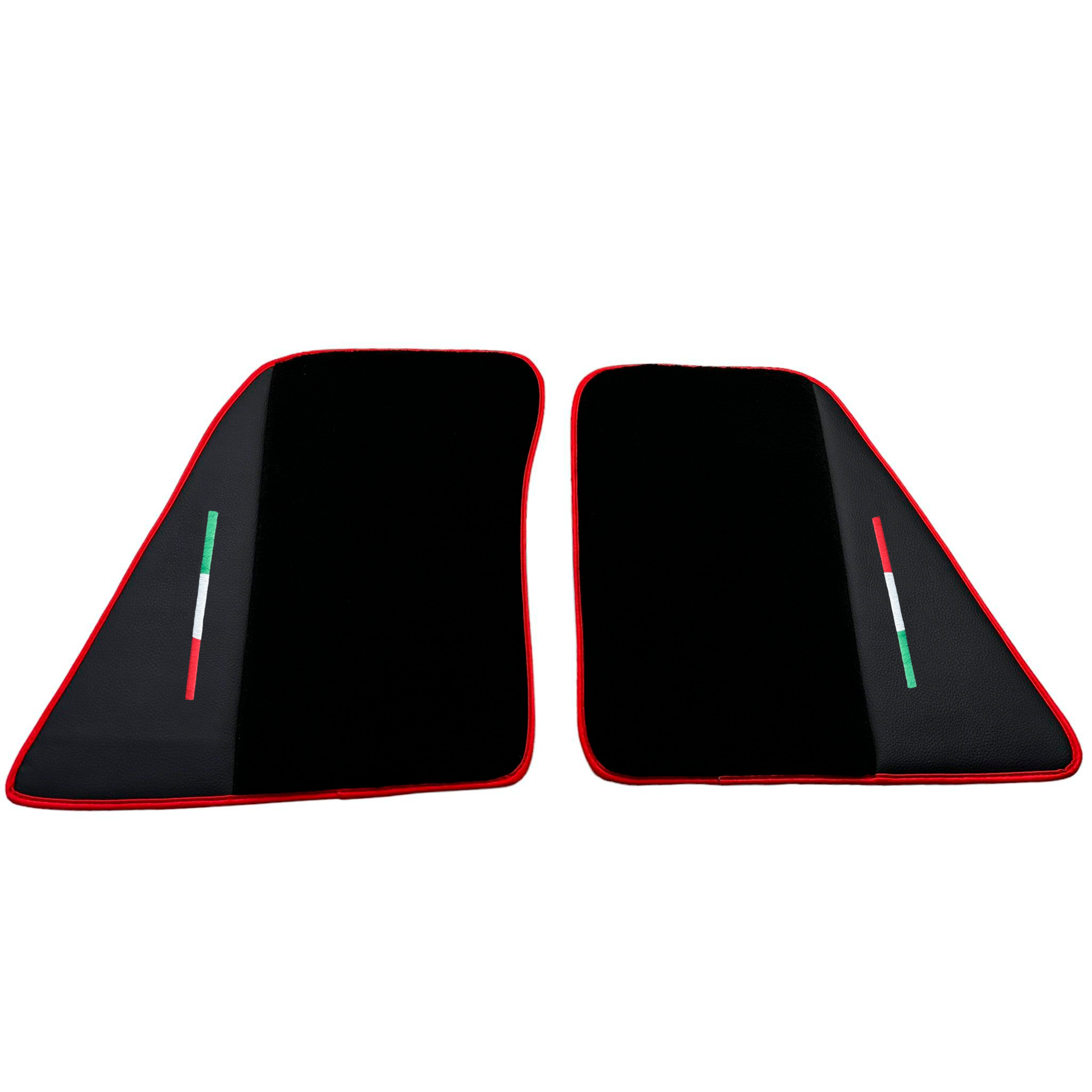 Black Car Mats for Ferrari 296 GTB (2022-2024) with Leather and Red Trim