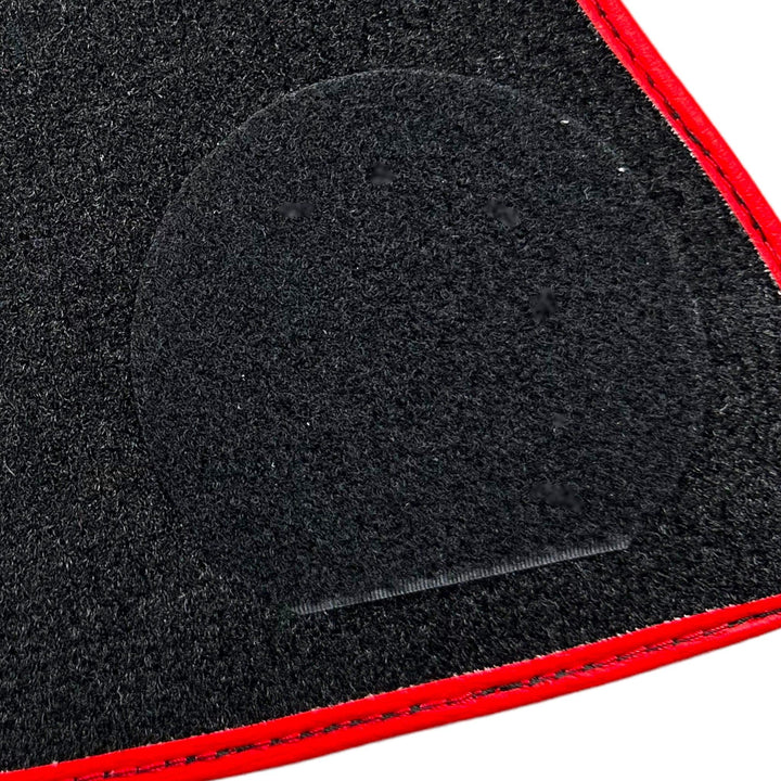 Black Floor Mats for Ferrari 296 GTB (2022-2024) with Leather and Red Trim