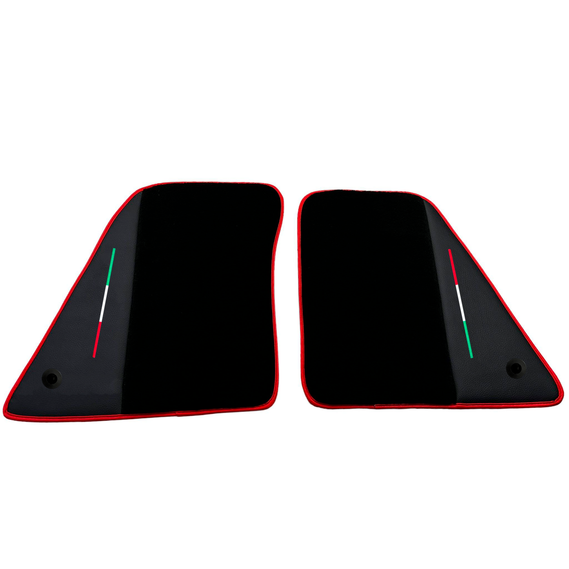 Black Car Mats for Ferrari SF90 Stradale (2019-2024) with Leather and Red Trim