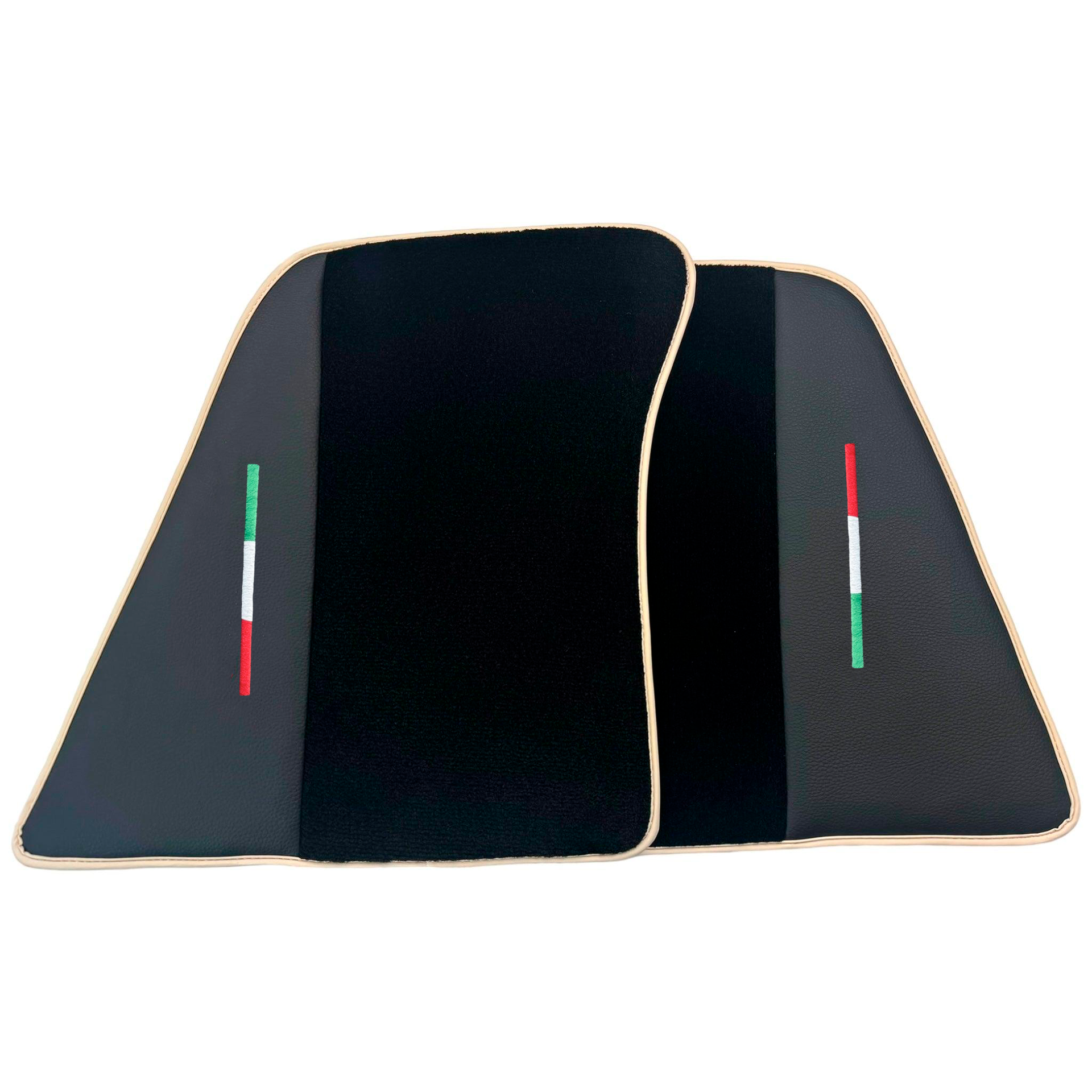 Black Car Mats for Ferrari 296 GTS (2022-2024) with Leather and Beige Trim