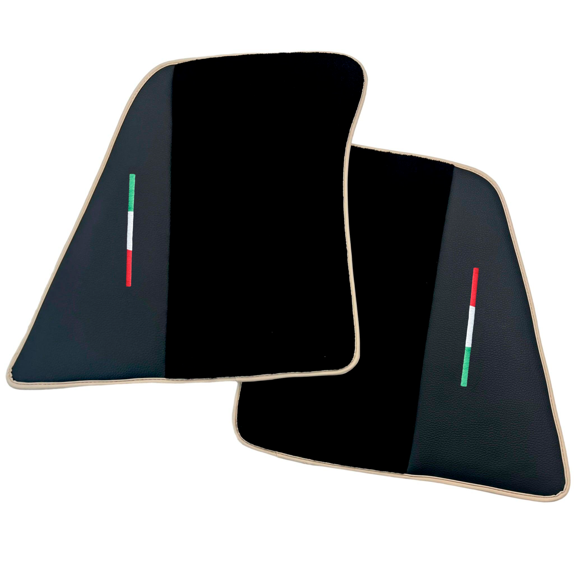 Black Car Mats for Ferrari 296 GTS (2022-2024) with Leather and Beige Trim