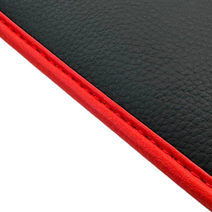 Black Floor Mats for Ferrari 296 GTS (2022-2024) with Leather and Red Trim - Scuderia