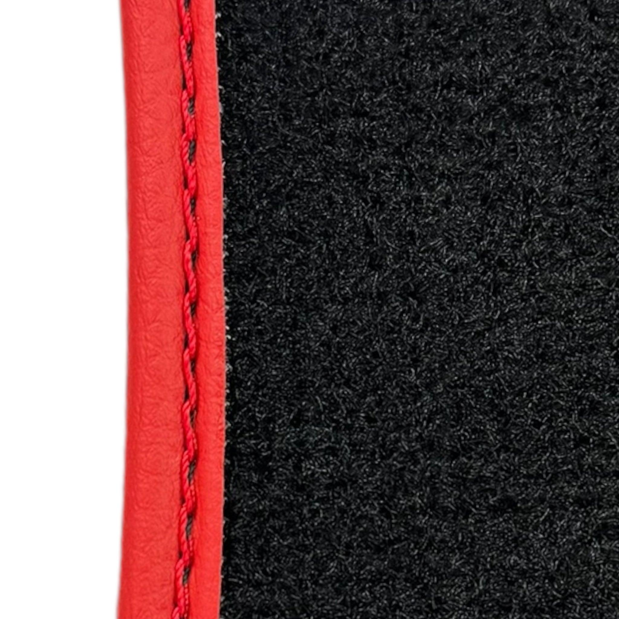 Black Floor Mats for Ferrari 296 GTS (2022-2024) with Leather and Red Trim - Scuderia