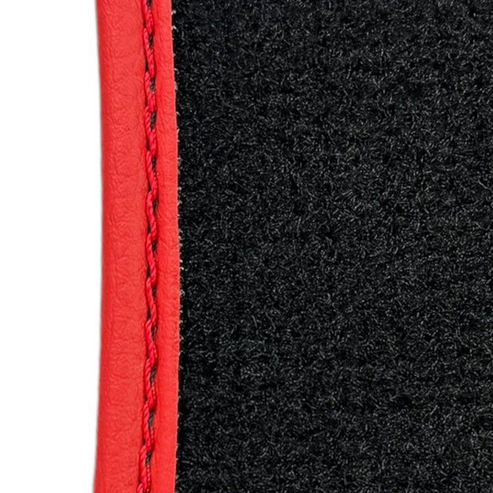 Black Floor Mats for Ferrari 296 GTS (2022-2024) with Leather and Red Trim - Scuderia