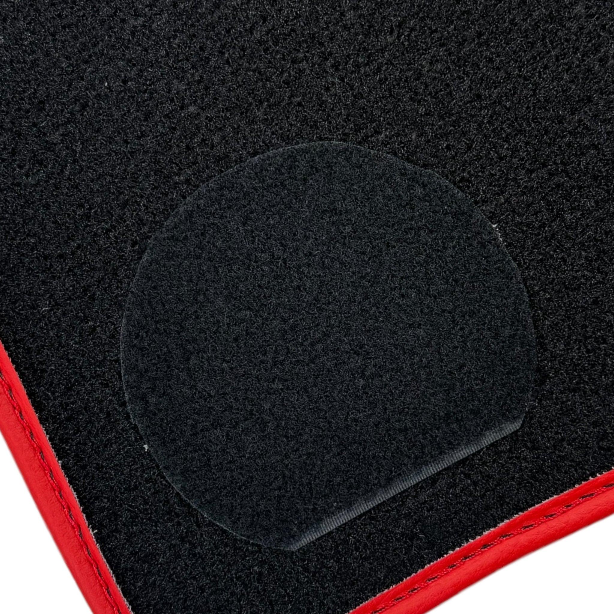 Black Floor Mats for Ferrari 296 GTS (2022-2024) with Leather and Red Trim - Scuderia