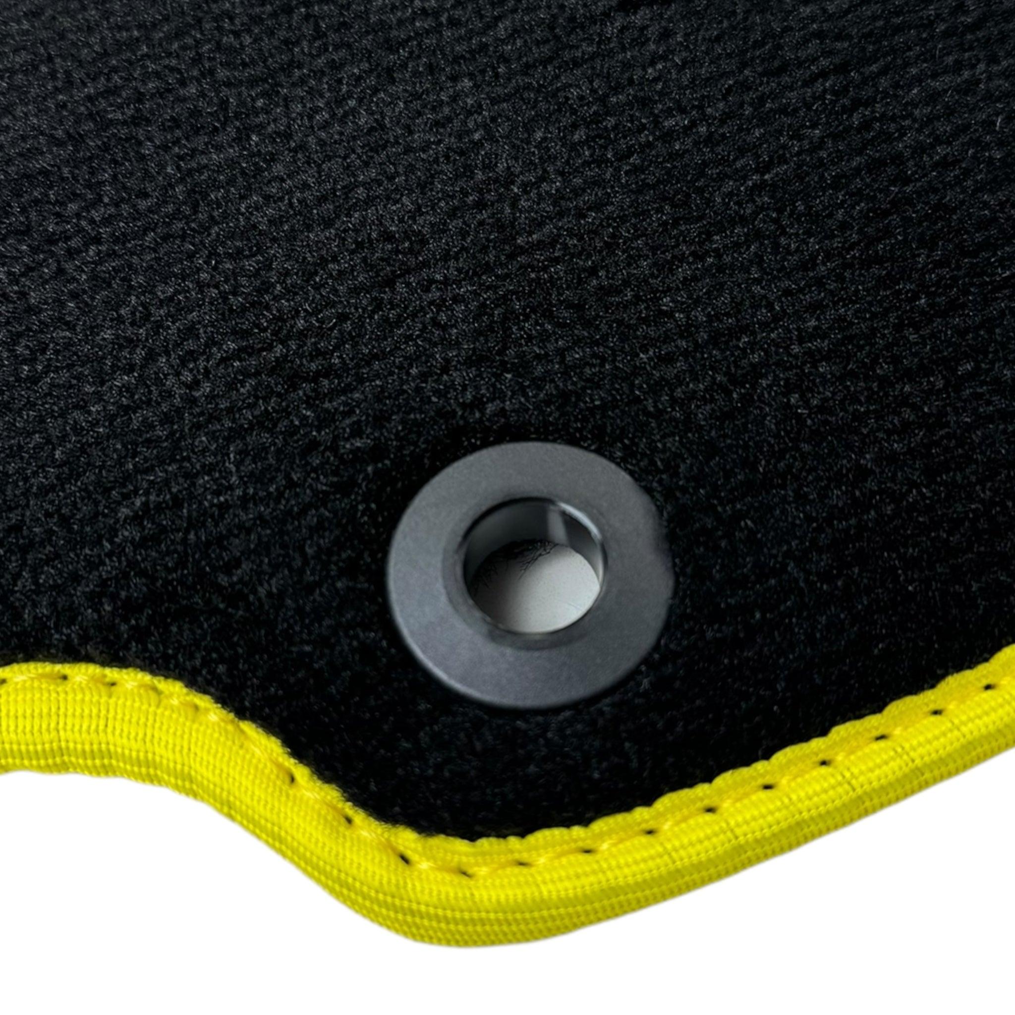 Black Floor Mats for Ferrari 360 Spider with Alcantara Leather | Yellow Trim - Scuderia