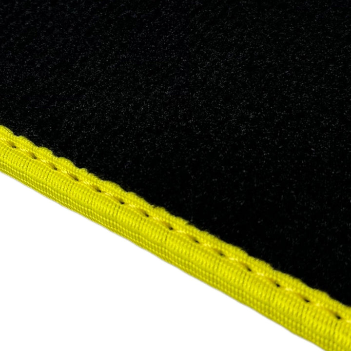 Black Floor Mats for Ferrari 360 Spider with Alcantara Leather | Yellow Trim - Scuderia