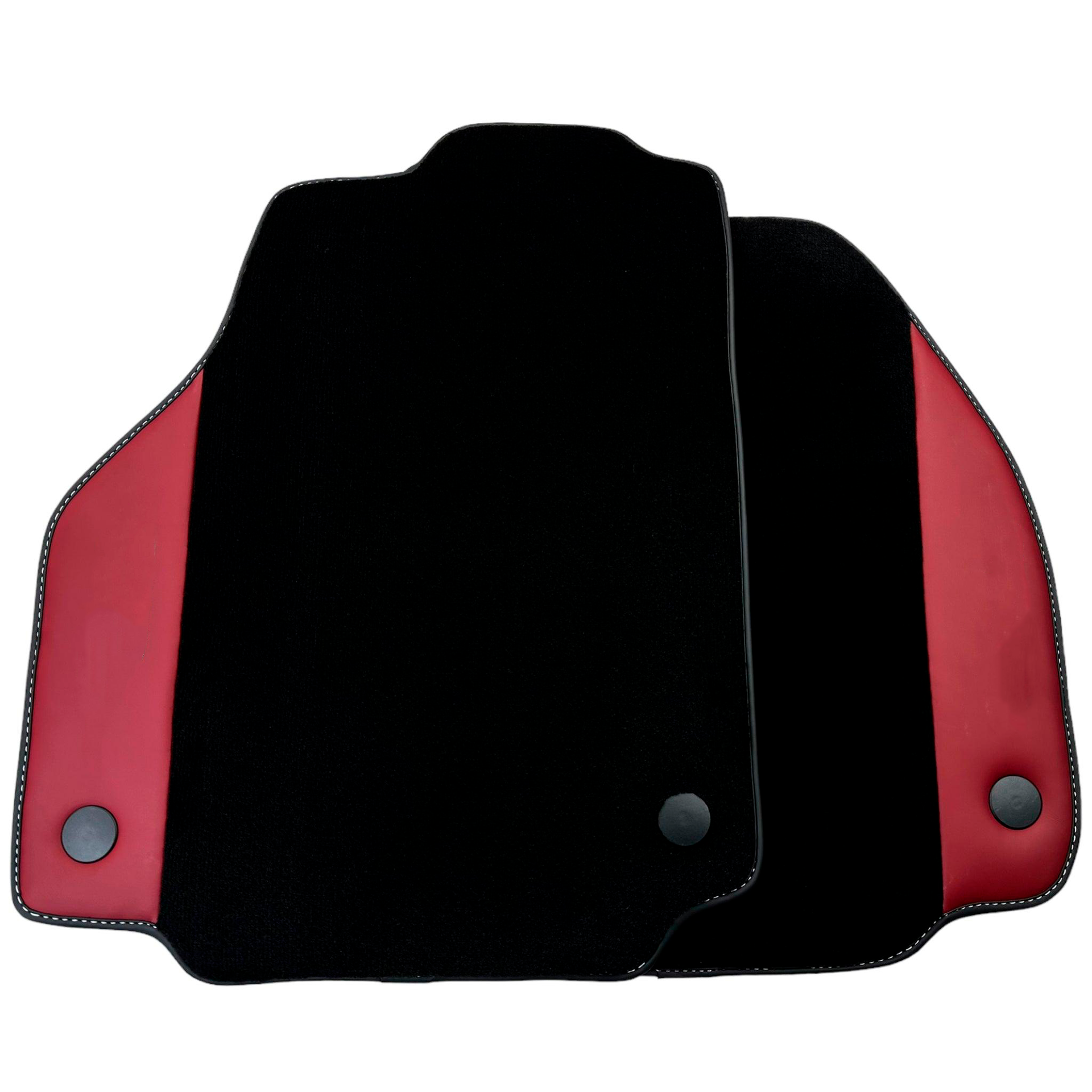 Black Car Mats for Ferrari 458 Italia (2009-2015) with Bordeaux Nappa Leather