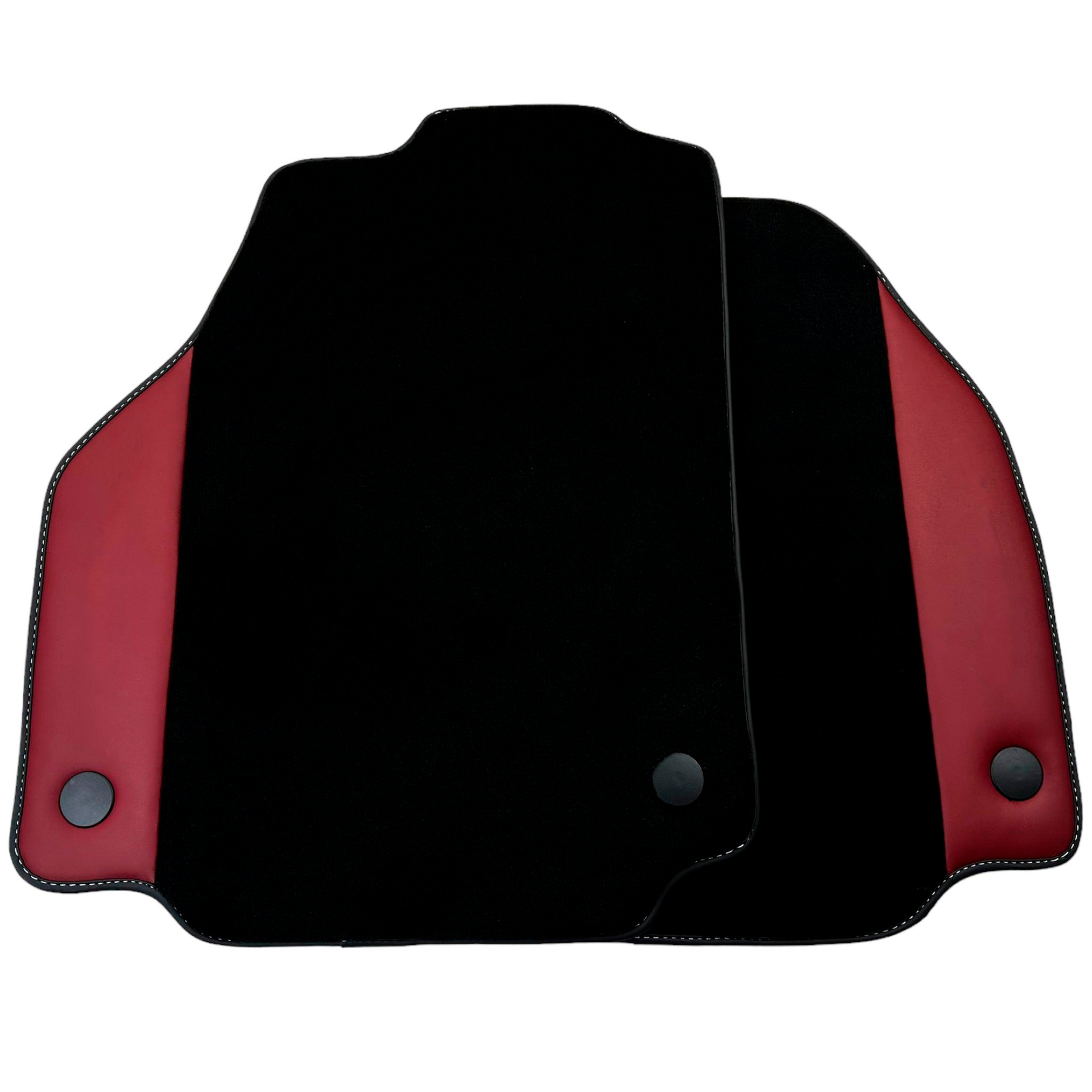 Black Car Mats for Ferrari 488 GTB (2015-2022) with Bordeaux Nappa Leather