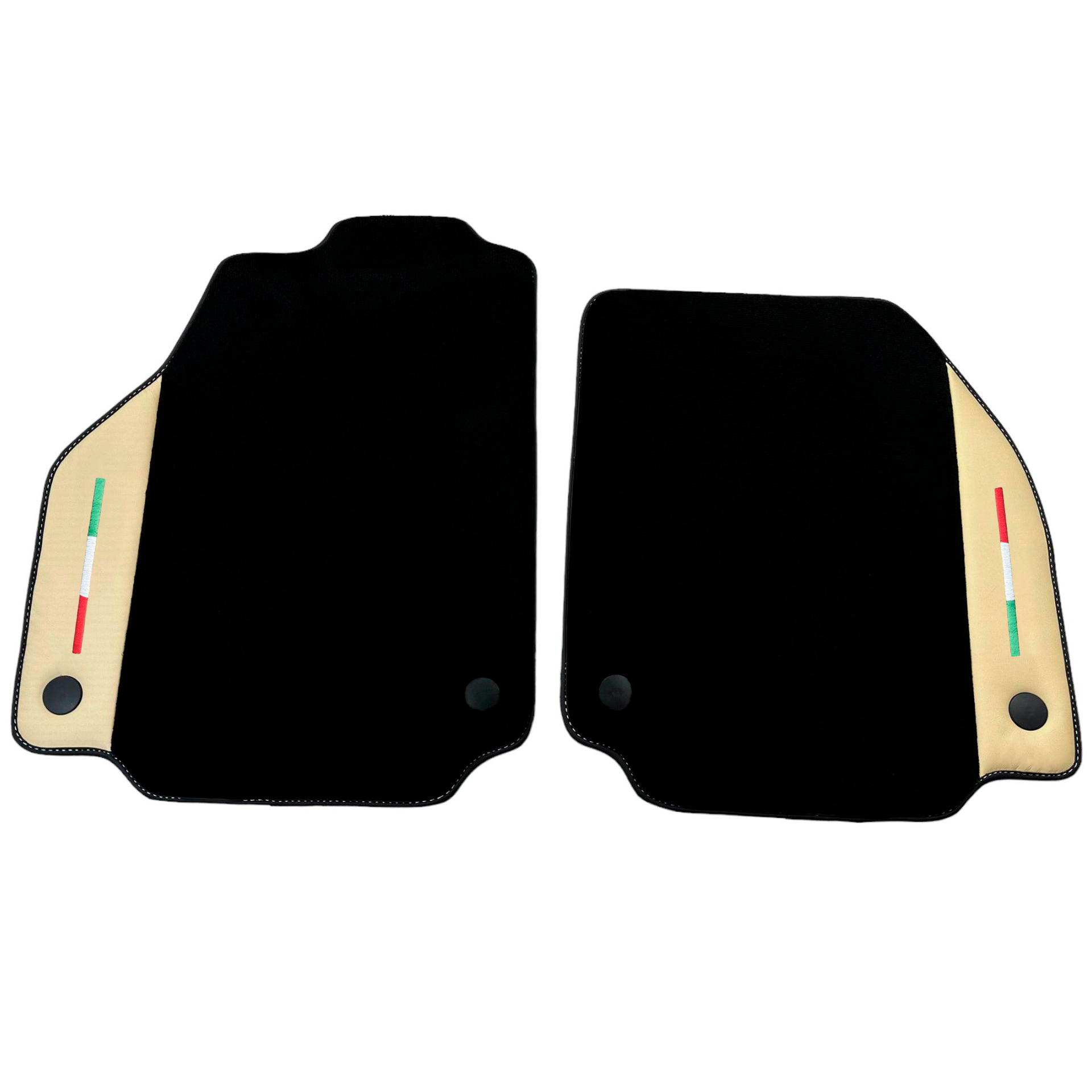 Black Car Mats for Ferrari 488 GTB (2015-2022) with Crema Nappa Leather