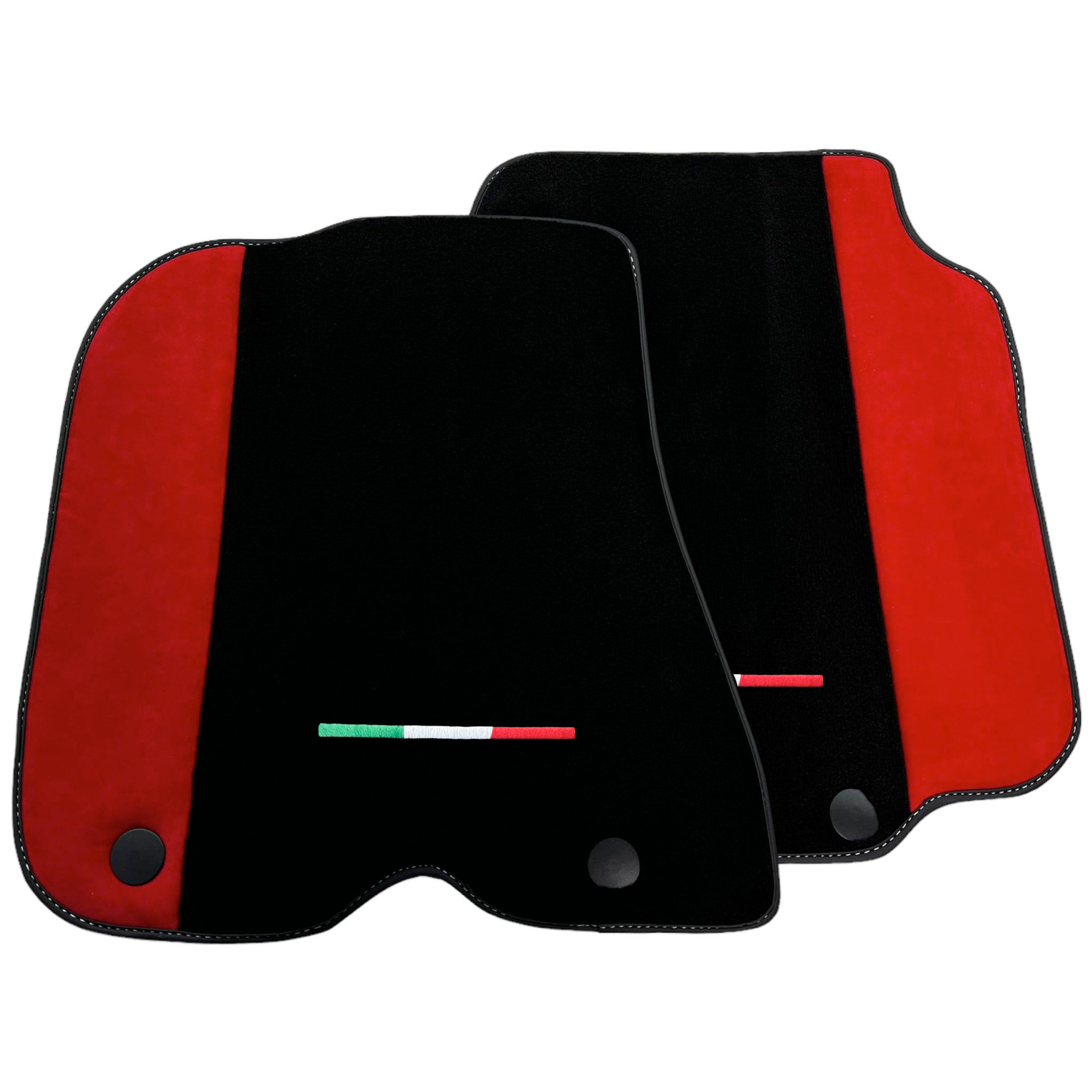 Black Car Mats for Ferrari 812 GTS (2019-2023) with Red Alcantara Leather