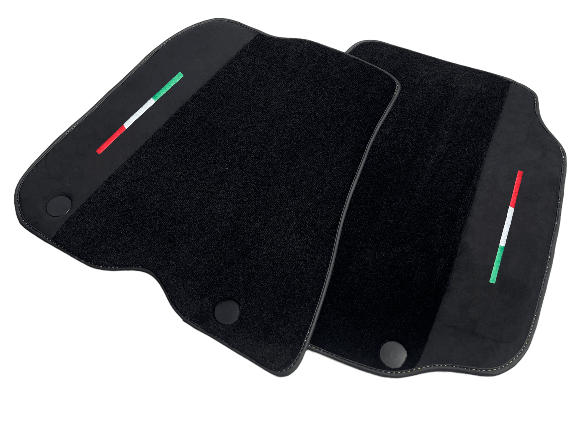 Black Car Mats For Ferrari 812 Superfast With Alcantara Leather Yellow Edition