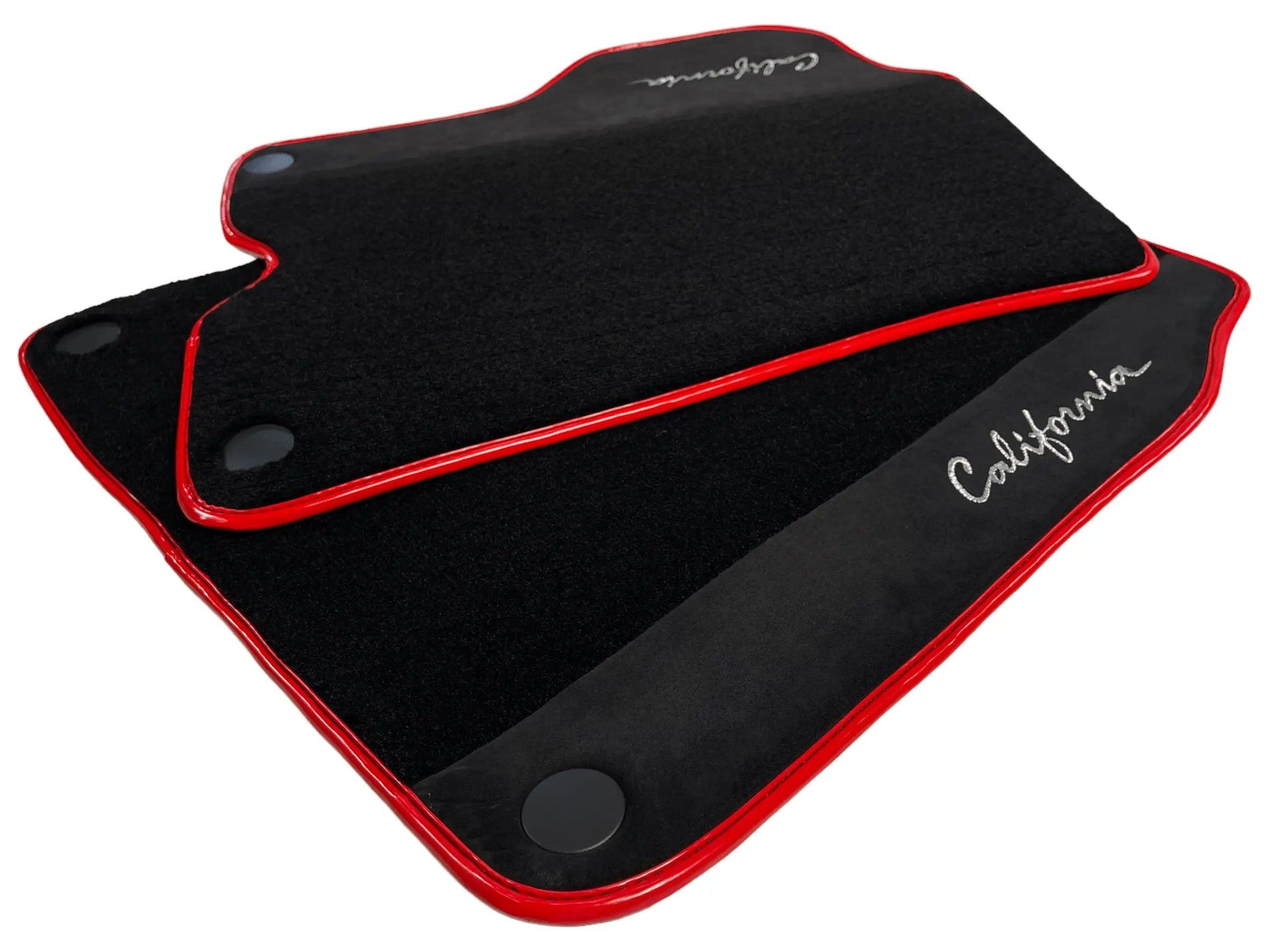 Black Floor Mats For Ferrari California 2008-2014 With Alcantara Red Trim - Scuderia
